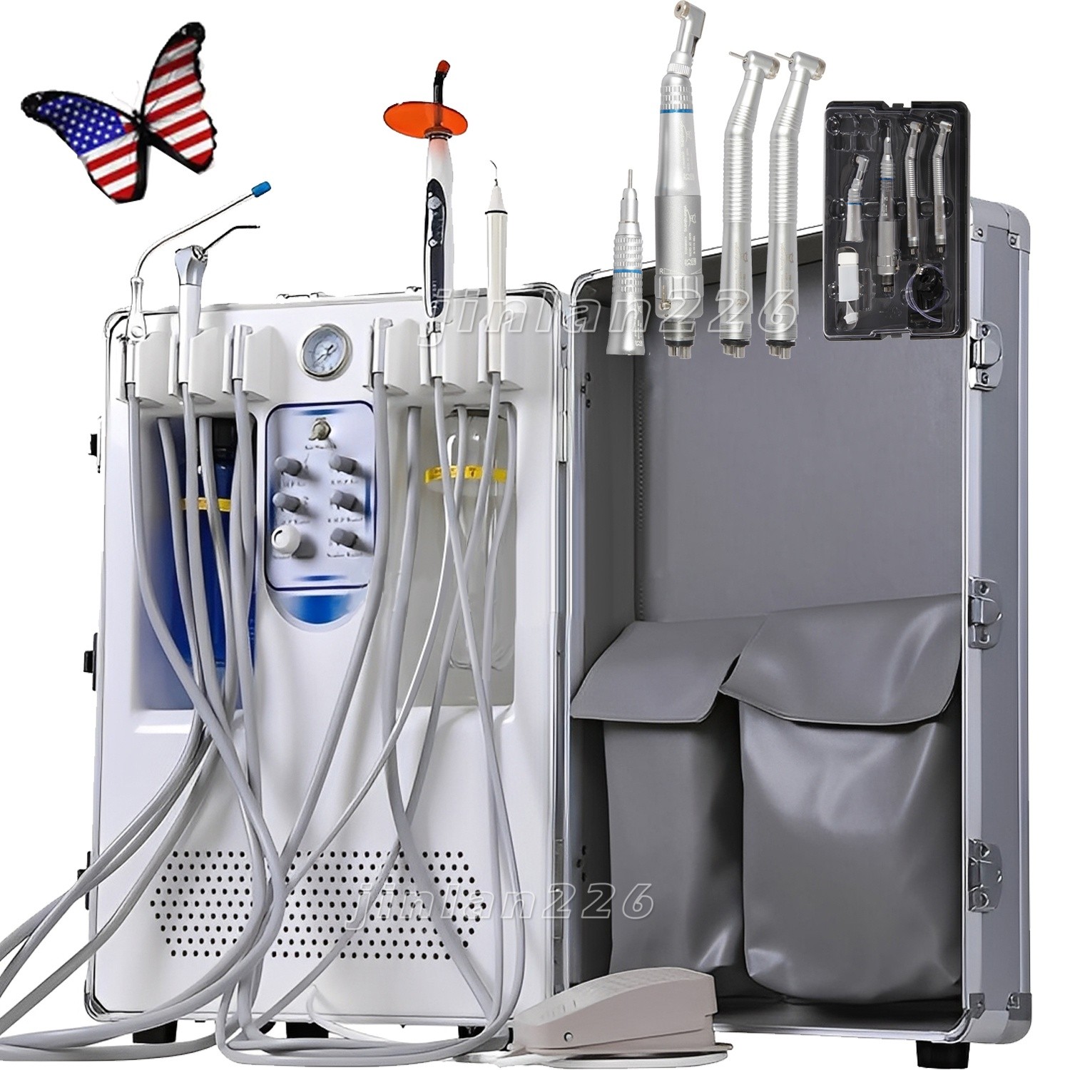 Dental Portable Delivery Unit With Curing Light Ultrasonic Scaler/ Handpiece Kit