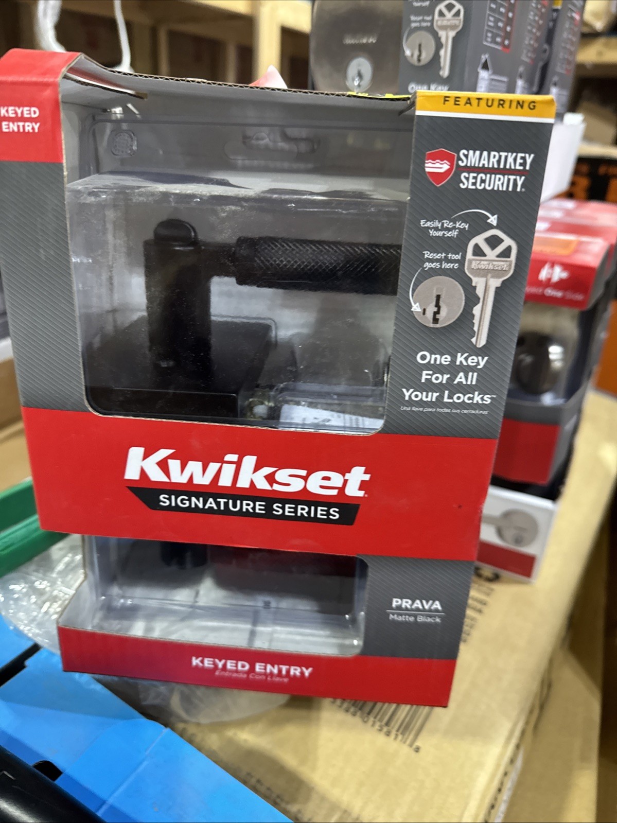 Kwikset Signature Series Prava Matte Black Keyed Entry Lever Door Lock 97403-088