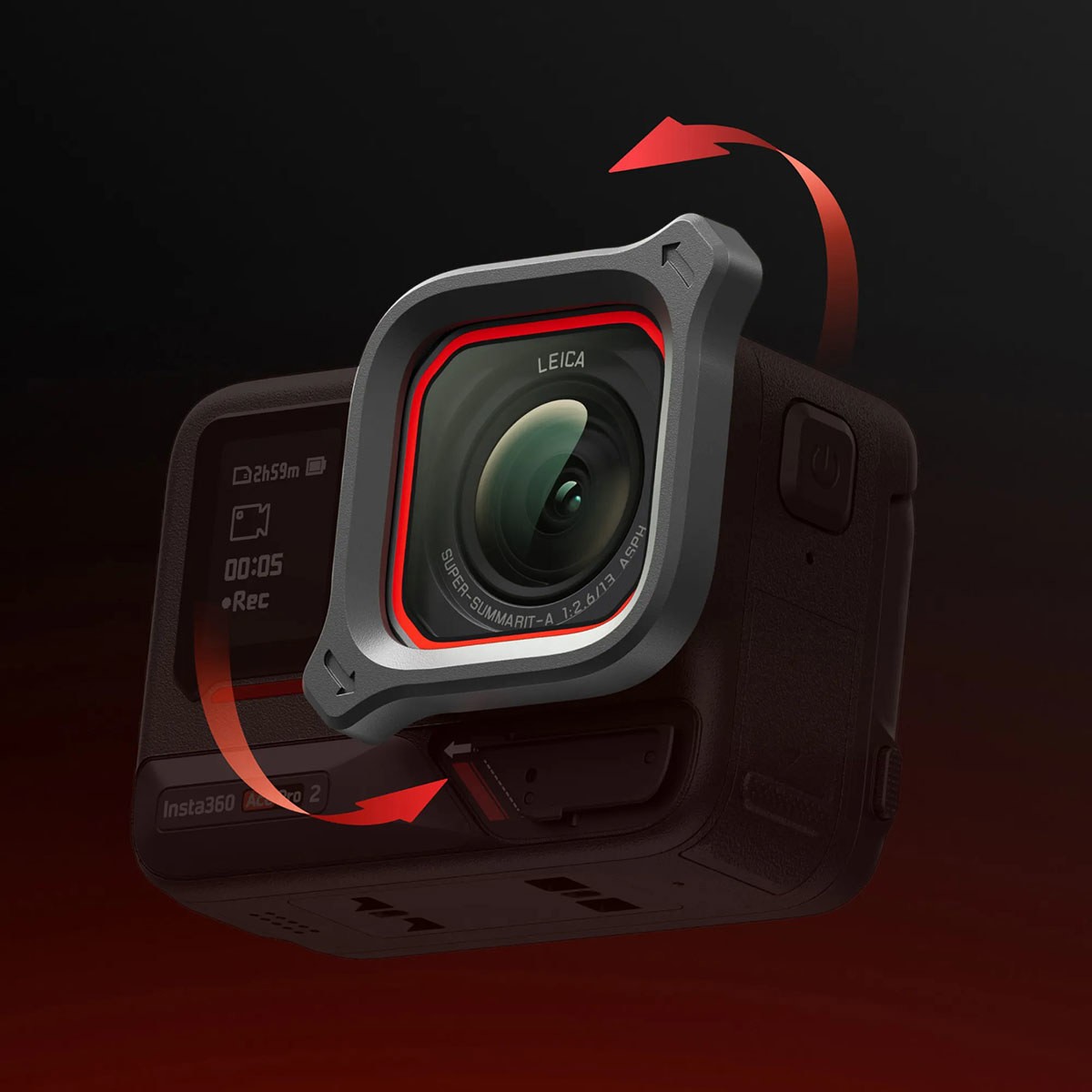 Insta360 Lens Guard for Ace Pro 2 Action Camera, Black/Red