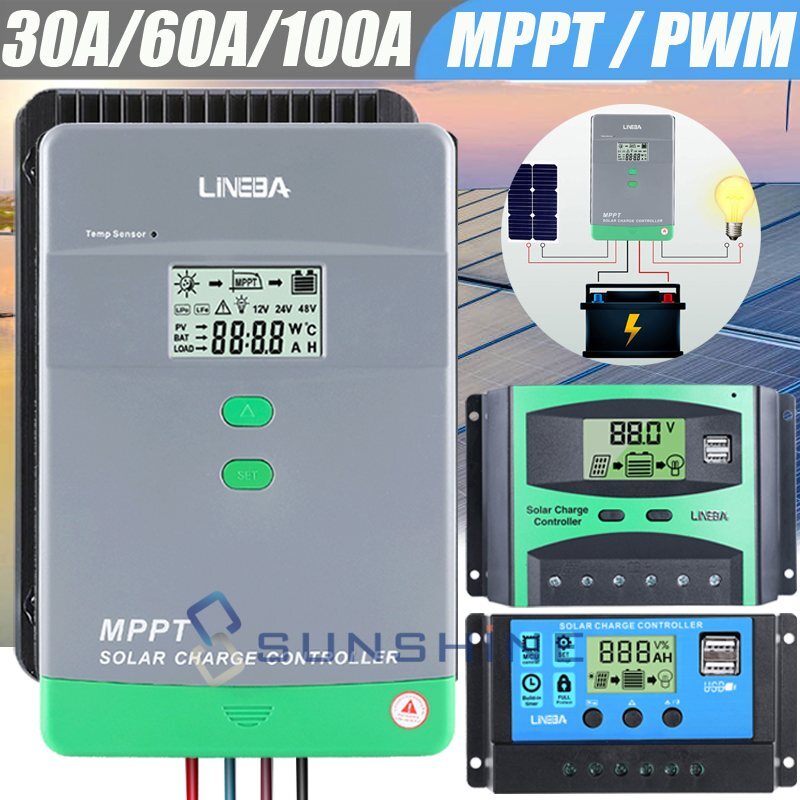 MPPT PWM Controlador Solar Regulador de carga pantalla ajustable Regulador panel