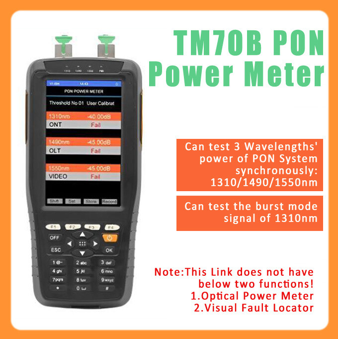 TM70B PON 1310/1490/1550nm Fiber Optic Power Meter Wavelengths Optic Fiber