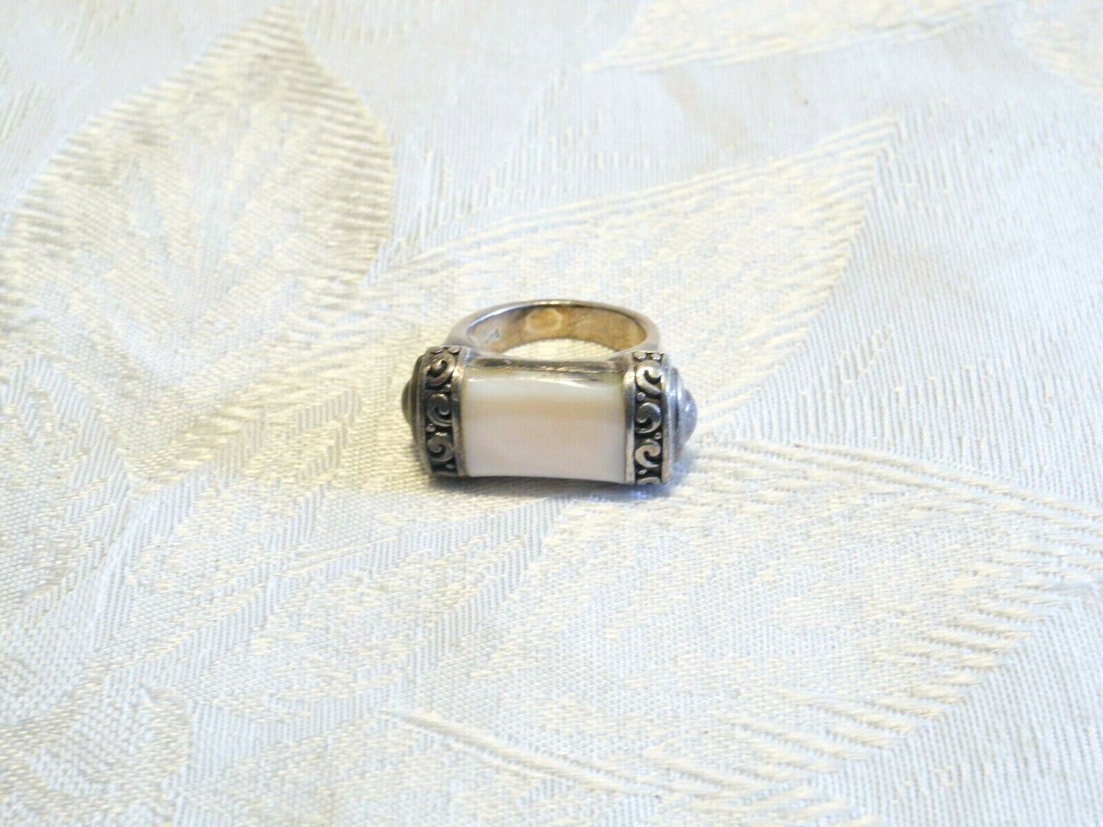 Rectangular Mother Of Pearl MOP Sterling 925 Ring Sz 6.5