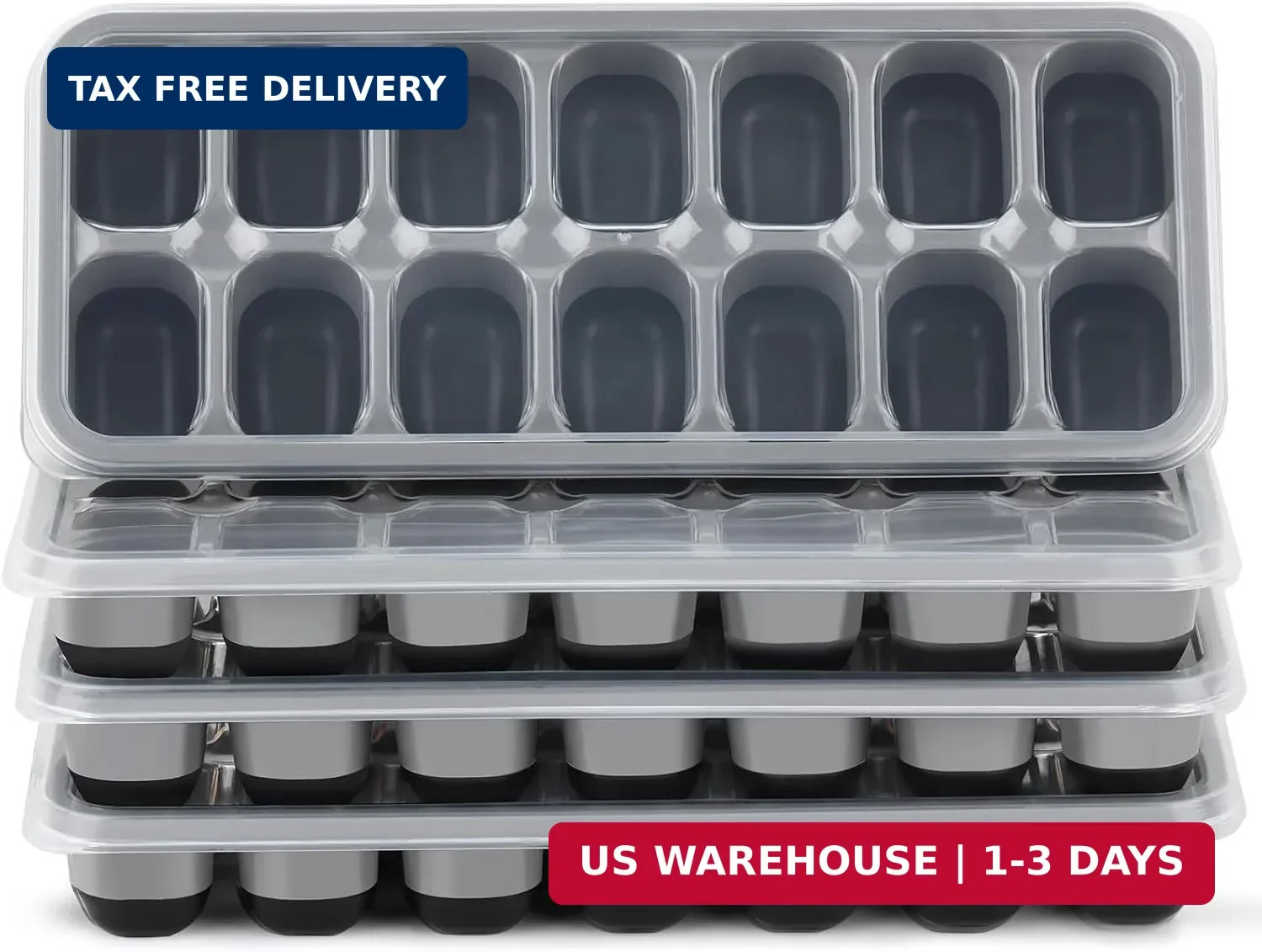 Ice Cube Tray 4 Pack, Easy-Release & Flexible 56 pcs Silicone Ice Cube Trays wit