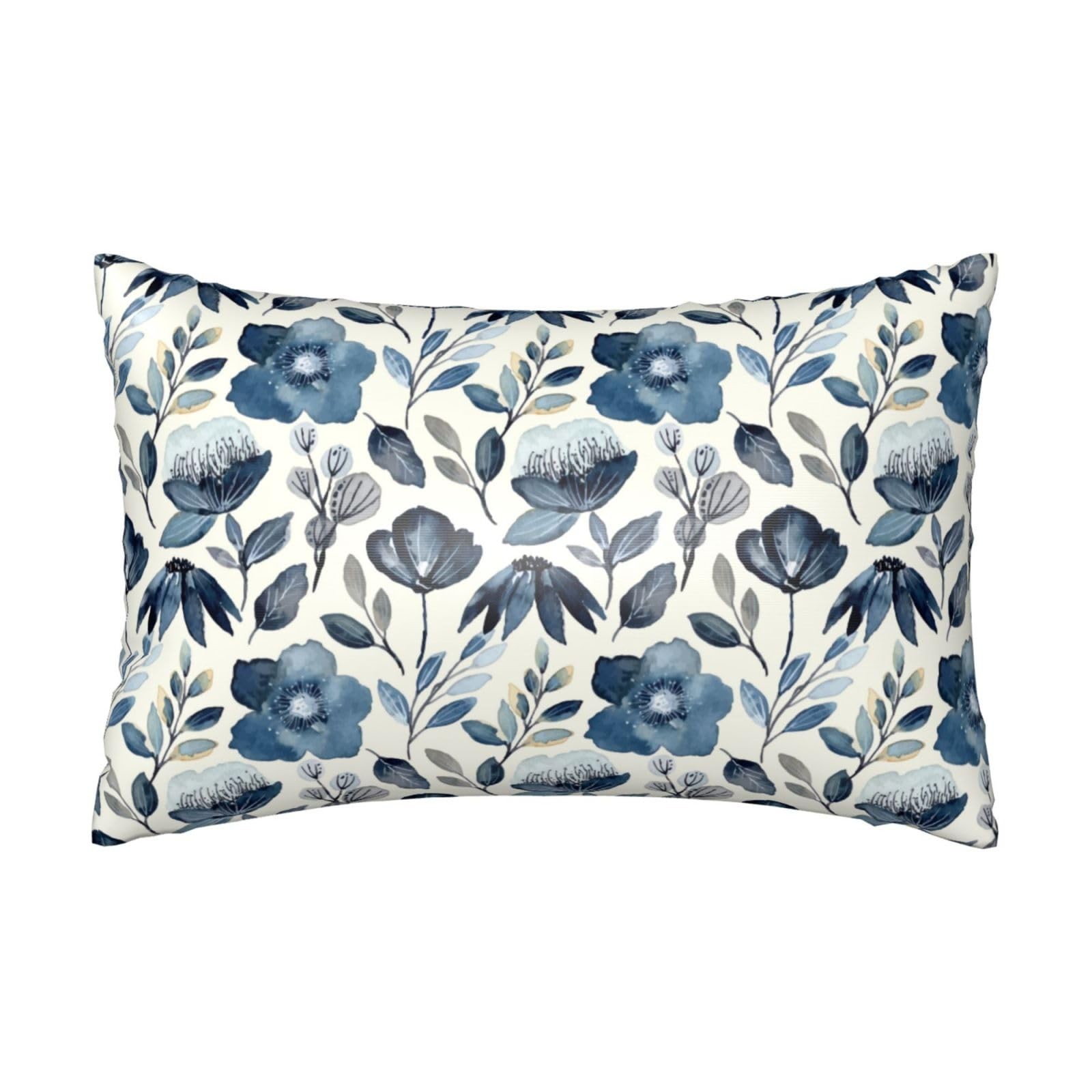 1 Pack Silk Pillowcase for Hair and Skin Watercolor Blue Flowers Satin Pillow...