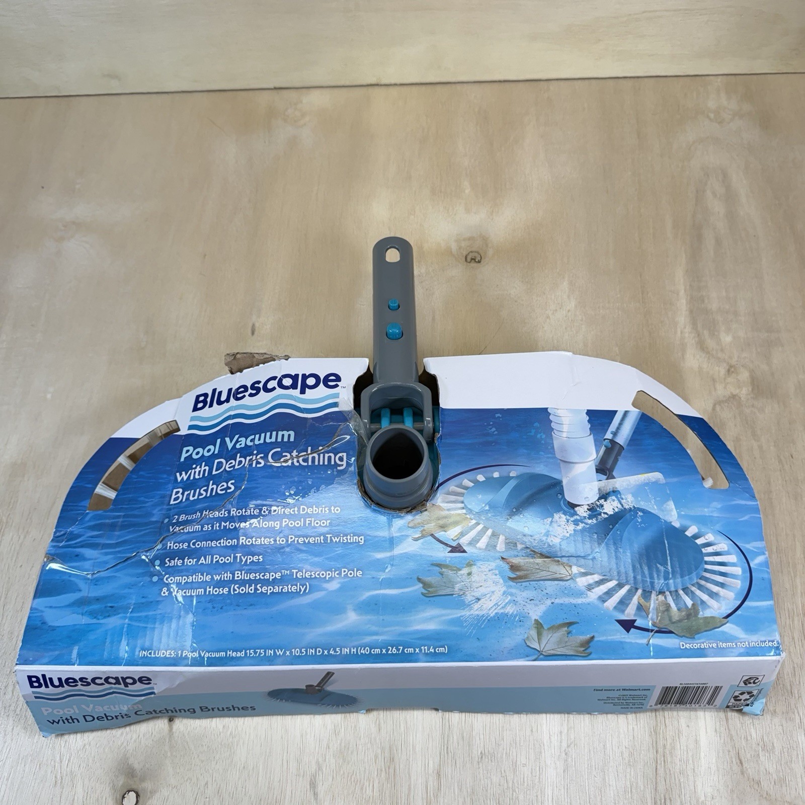 Bluescape Pool Vacuum Head with Debris Catching Brushes Blue Gray