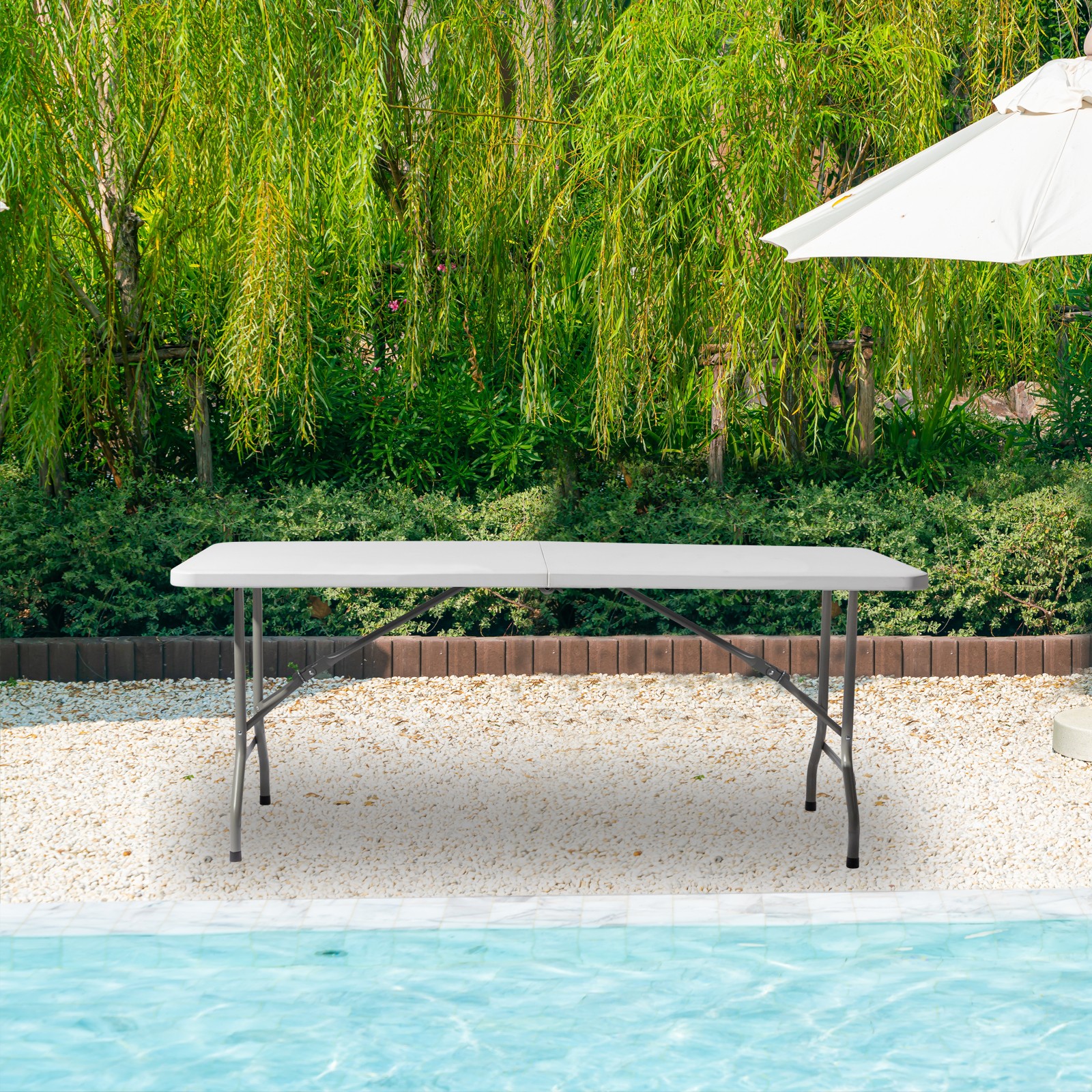 6FT Outdoor Courtyard Foldable Long Table New -