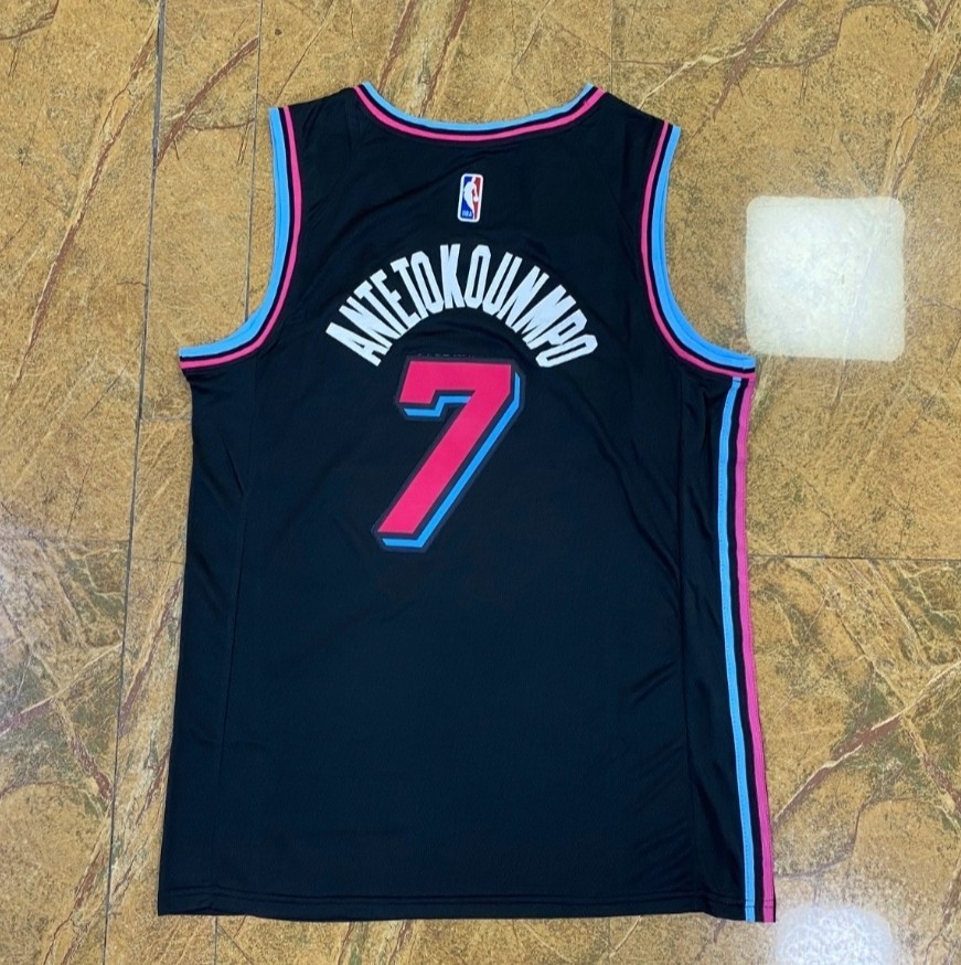 Men's Giannis #7 Antetokounmpo Black Miami Heat Swingman Fully Stitched Sizes