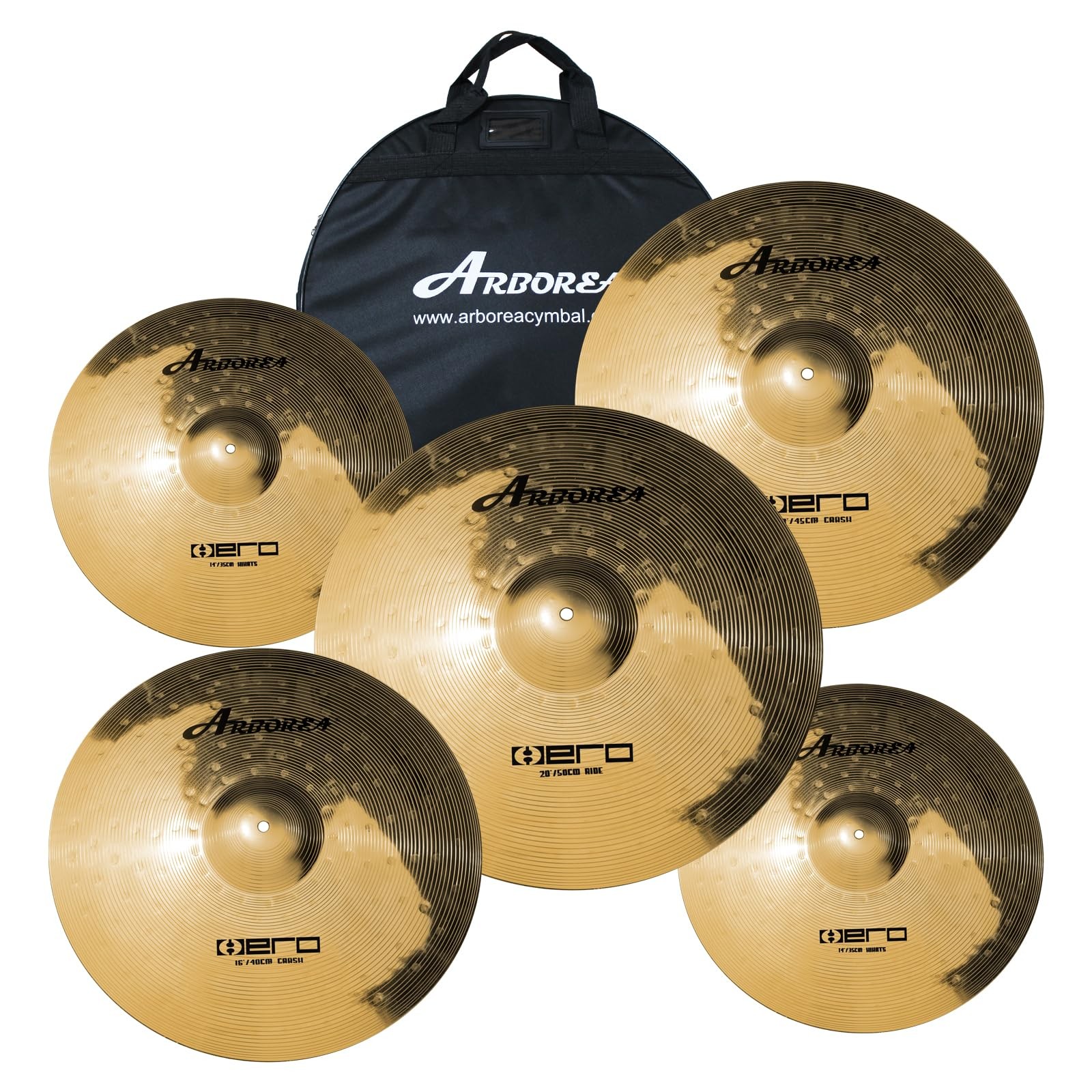 Arborea Cymbal Pack Alloy Cymbals Drum Set 14"/16"/18"/20" Plus HERO