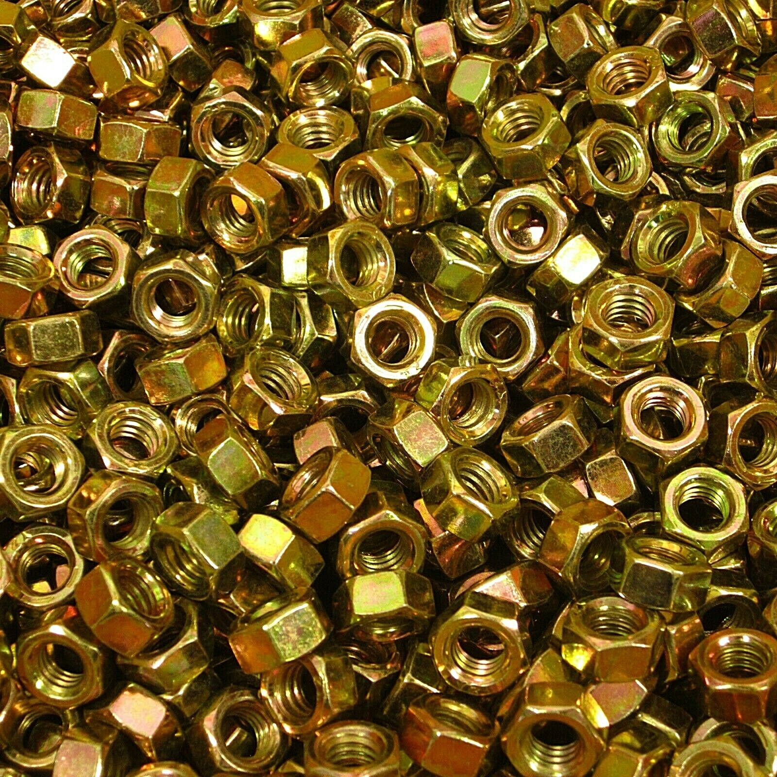 (1,000) 5/16"-18 Grade 8 Finished Hex Nut Yellow Zinc Plated Coarse Thread