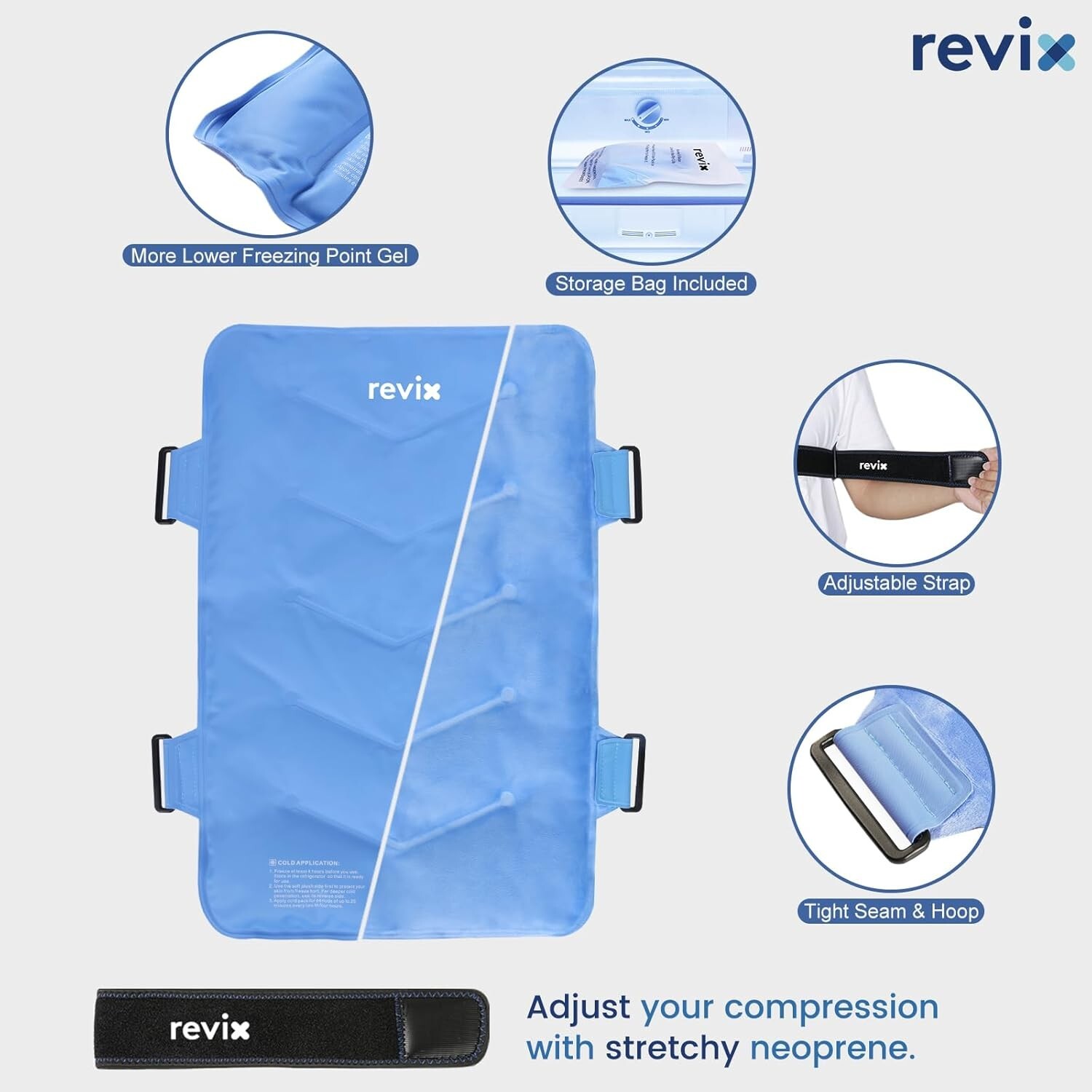 Extra-Large Ice Pack with Elastic Straps for Back Discomfort - Cold Compression