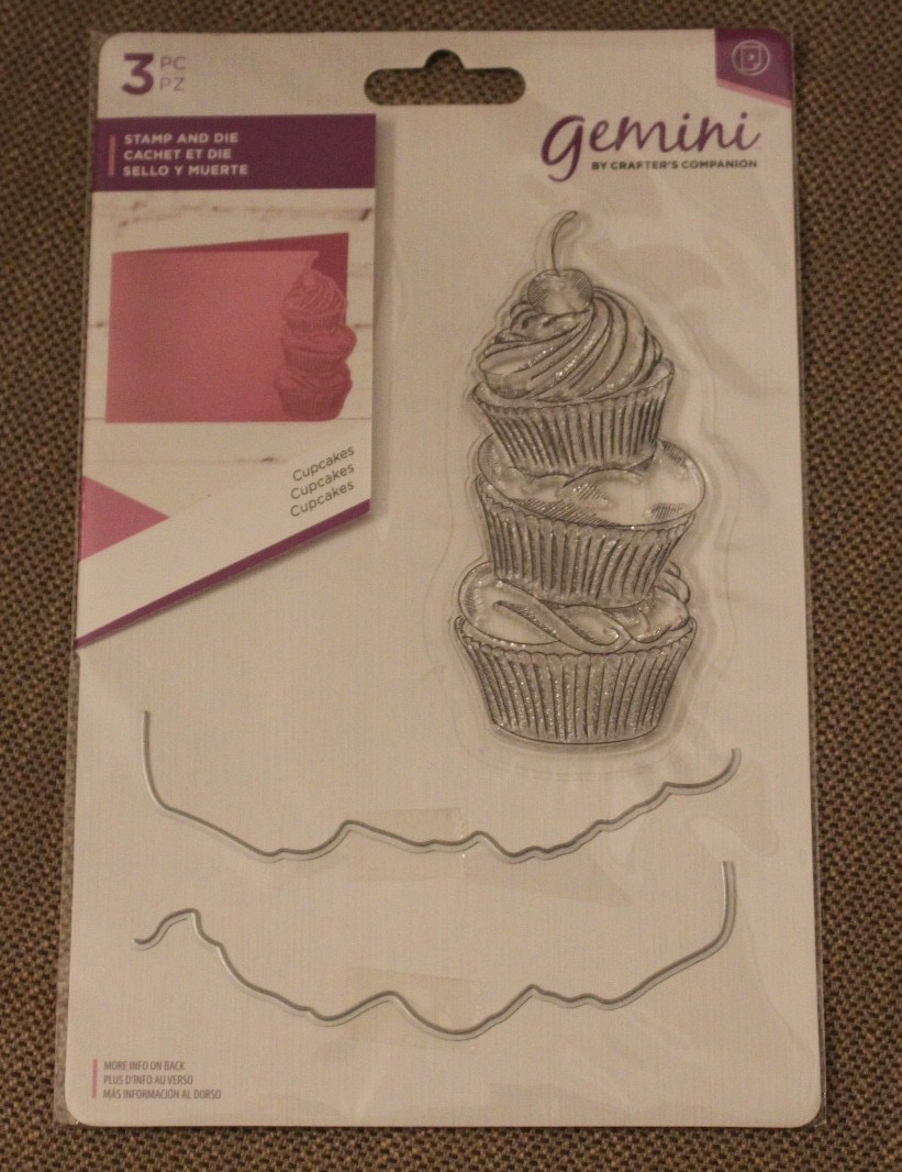 New Gemini 3-pc Stamp and Die Set CUPCAKES - Brand New