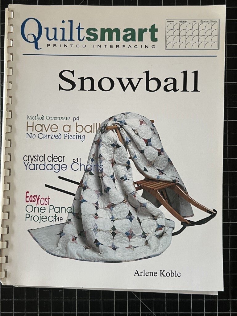 EUC MINT CONDITION QUILTSMART PRINTED INTERFACING SNOW BALL BY ARLENE KOBLE