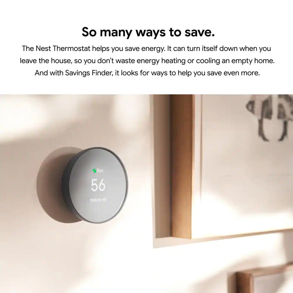 Google Nest Thermostat - Smart Programmable Wi-Fi Thermostat - Snow