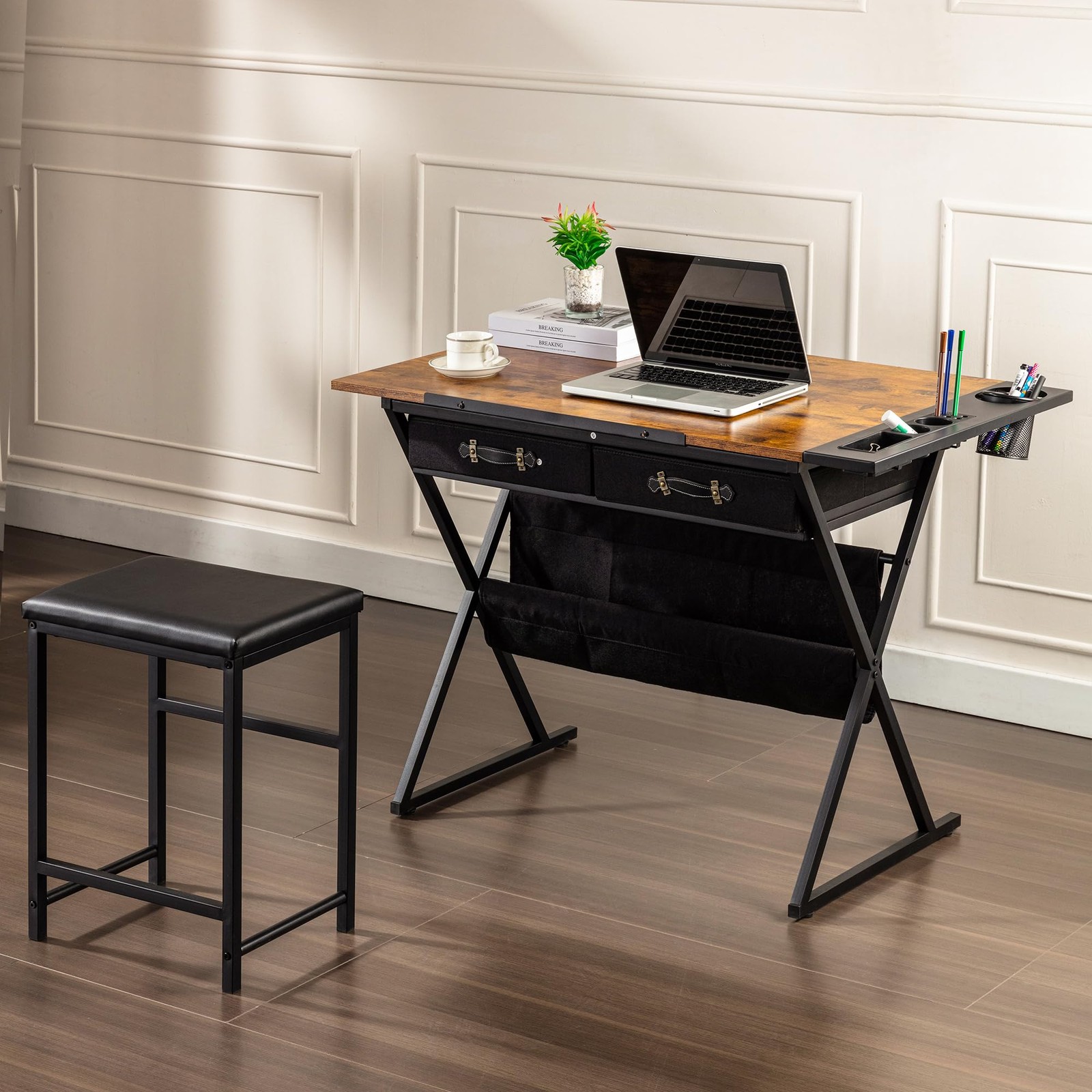 Drafting Table Art Desk Art Table Adjustable Drawing Table Tilted Tabletop wi...