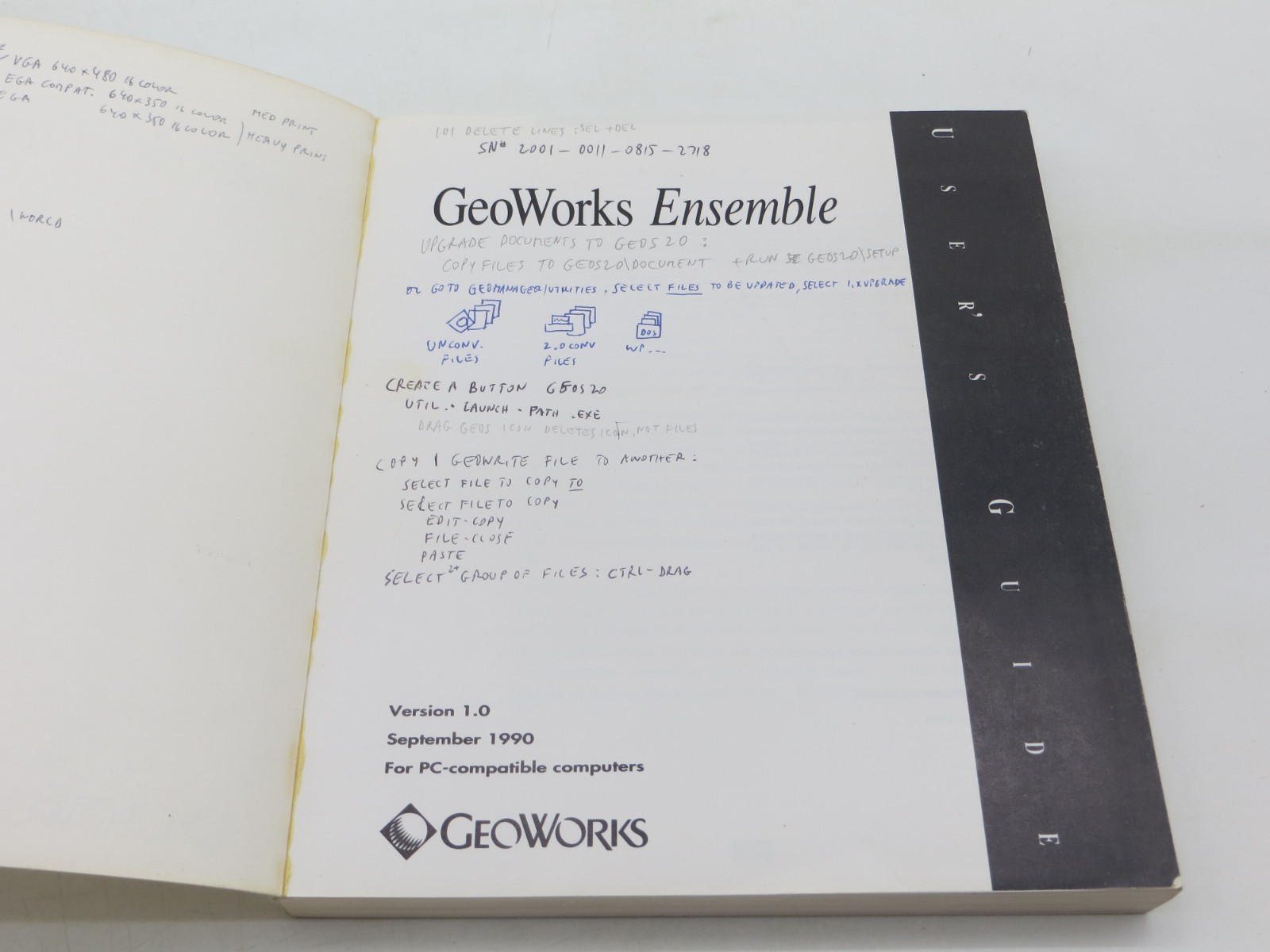 GeoWorks Ensemble Version 1.0 User's Manual vintage 1990 computer reference book