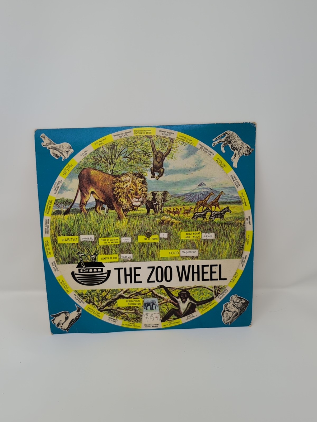 Vintage "The Zoo Wheel" Animal Educational Tool Cardboard