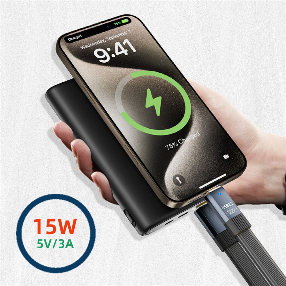 USB A to USB C Flat Cable,USB 3.2 Gen2 10Gbps Data Transfer PD 15W Fast Charging