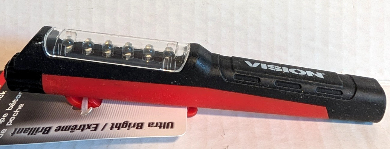 Vision LED Pocket Stick Light Mini Work Emergency Light 6 High Output LEDs - New
