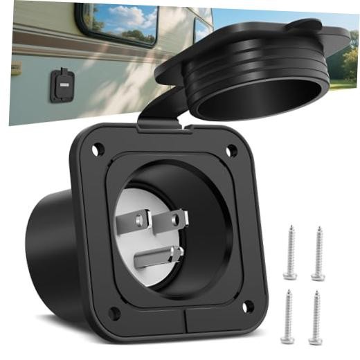 15 Amp Flanged Power Inlet, 125V RV Inlet Shore Power Supply 15A Flanged Inlet