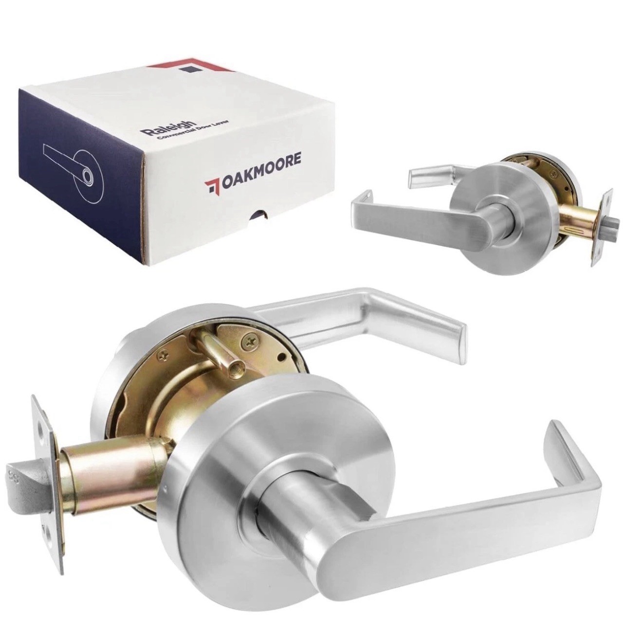 OAKMOORE Commercial Door Lever Passage Grade 2 Satin Nickel Heavy Duty