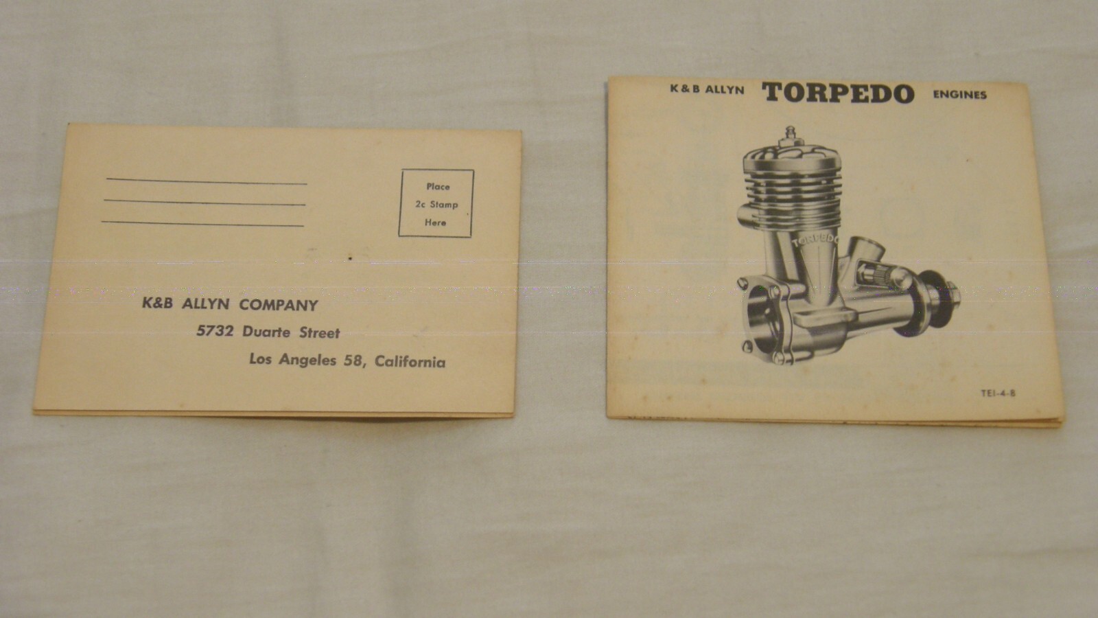 Vintage 1958 K&B ALLYN TORPEDO Model Airplane Engines Instructions & Part #s