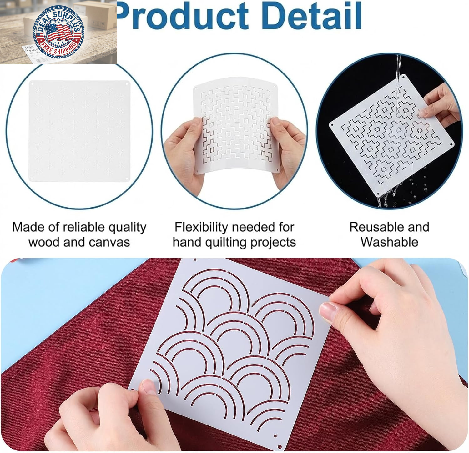 8 PCS 4.7 X 4.7 Inch Plastic Sashiko Stencil, Plastic Sashiko Template Pattern G