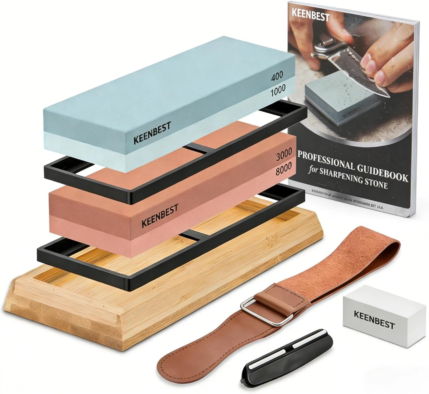 Actual Grit Premium Material Whetstone Set 2 Side Grit 400 1000 3000