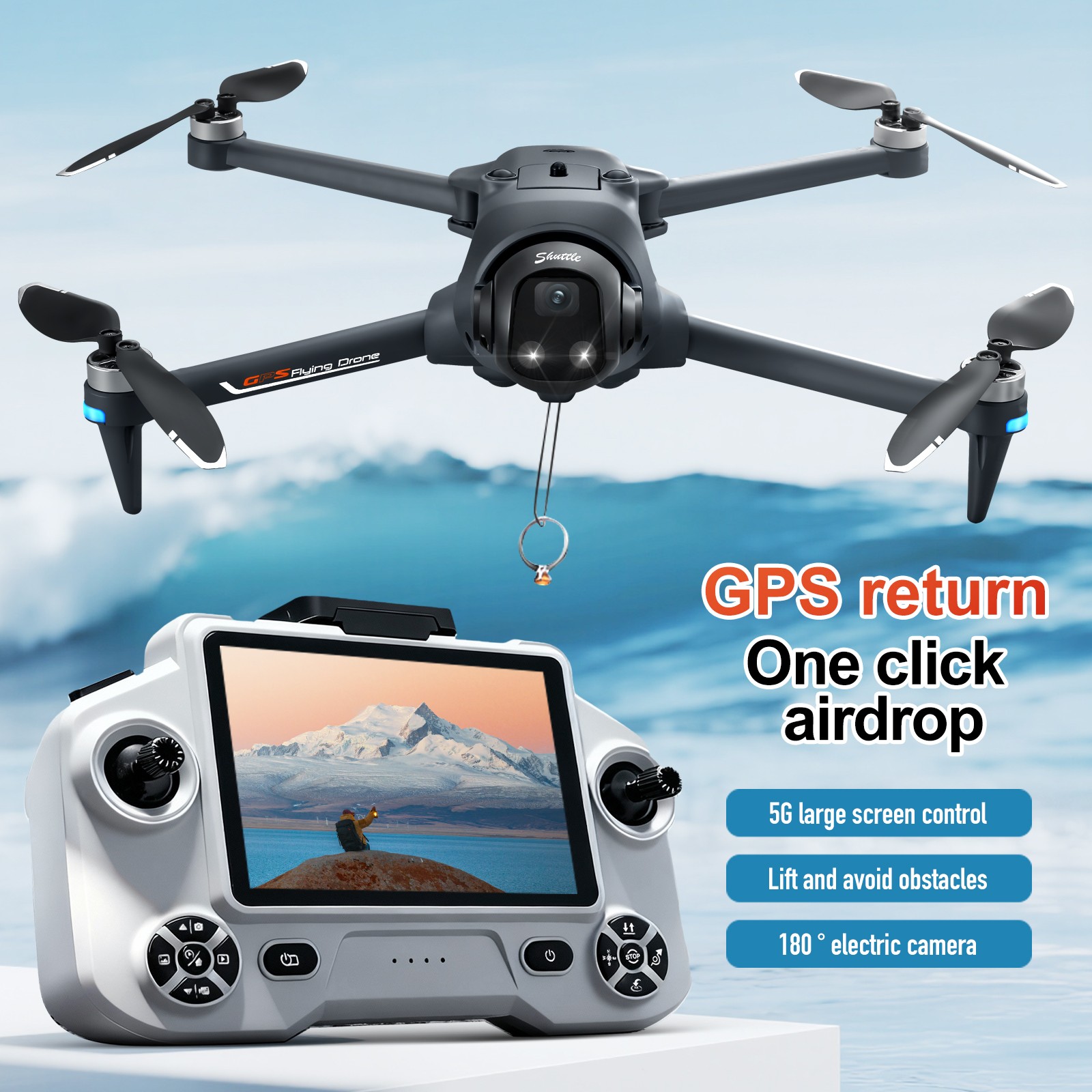 YL059 GPS Return Drone 4K Camera Lightweight Foldable FPV Transmission w/ Screen