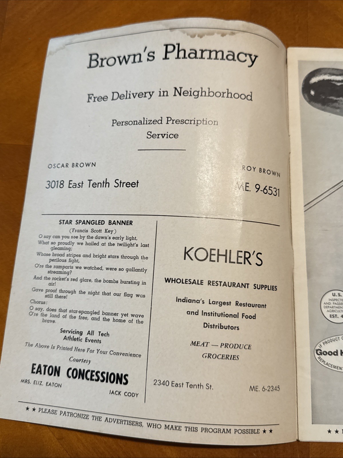 1963 Indianapolis High School Basketball Game Program, Tech vs Ben Davis