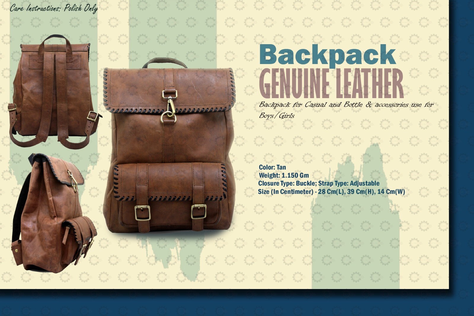 100% Genuine Leather "Vintage Executive Backpack for Men and Women"