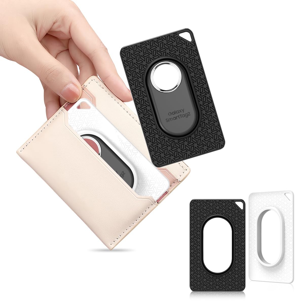 BIQIRE [2-Pack] Galaxy SmartTag2 holder for wallet, Ultra Thin Black+White