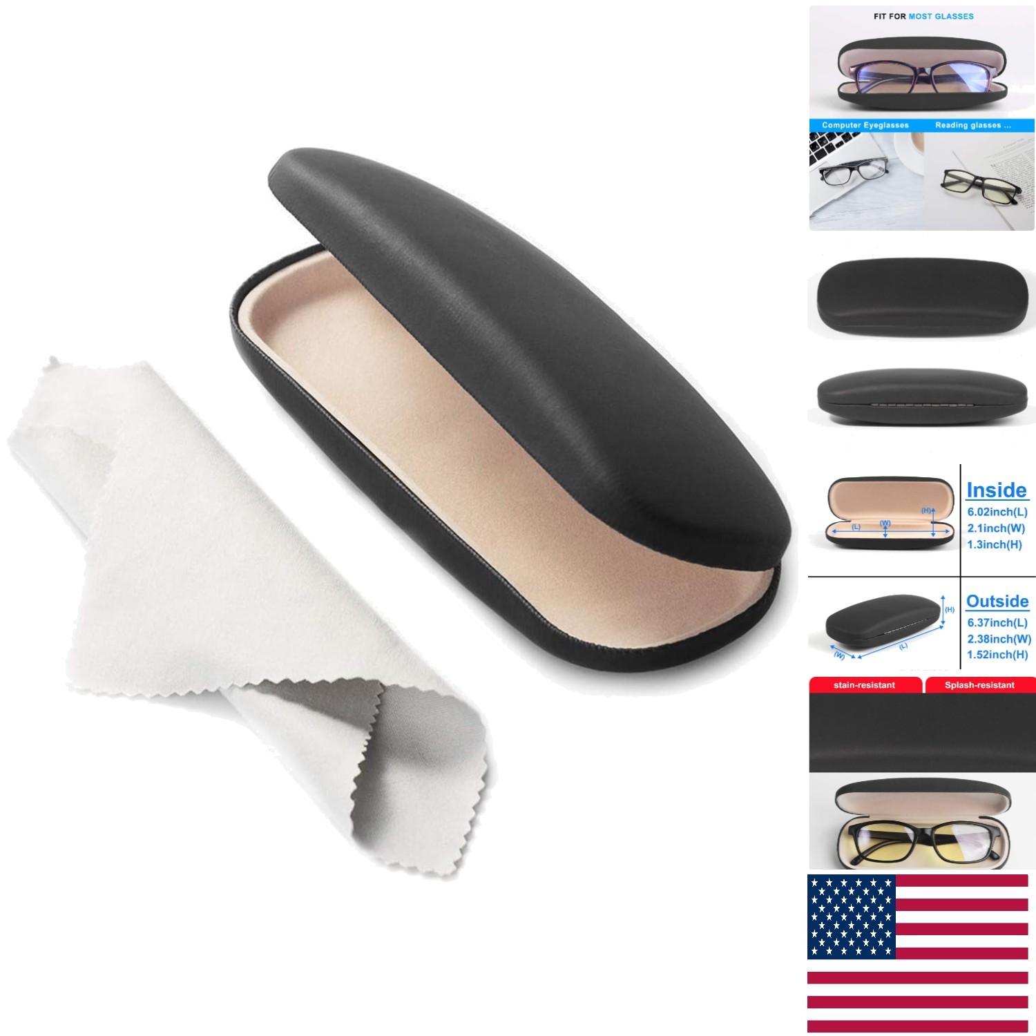 Elegant Hard Shell Eyeglasses Case in Black - Protective & Lightweight Design
