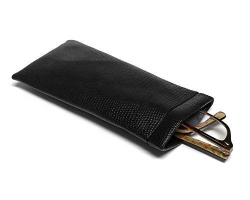 Soft Spring Top Eyeglass Case Squeeze Snap Closure Snakeskin Colors Synt.Leather