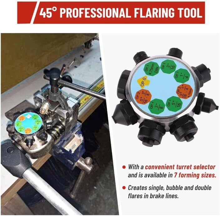 Professional Brake Line Flaring Tool 45 Degree Set-Single, Bubble, Double Flares