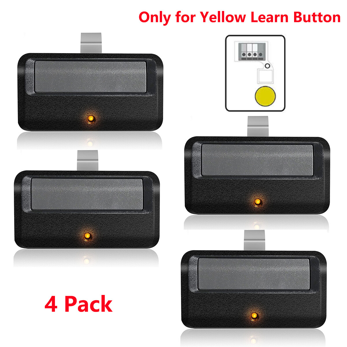 1-4PCS 891LM For Liftmaster Chamberlain Garage Door Opener Remote Yellow Button
