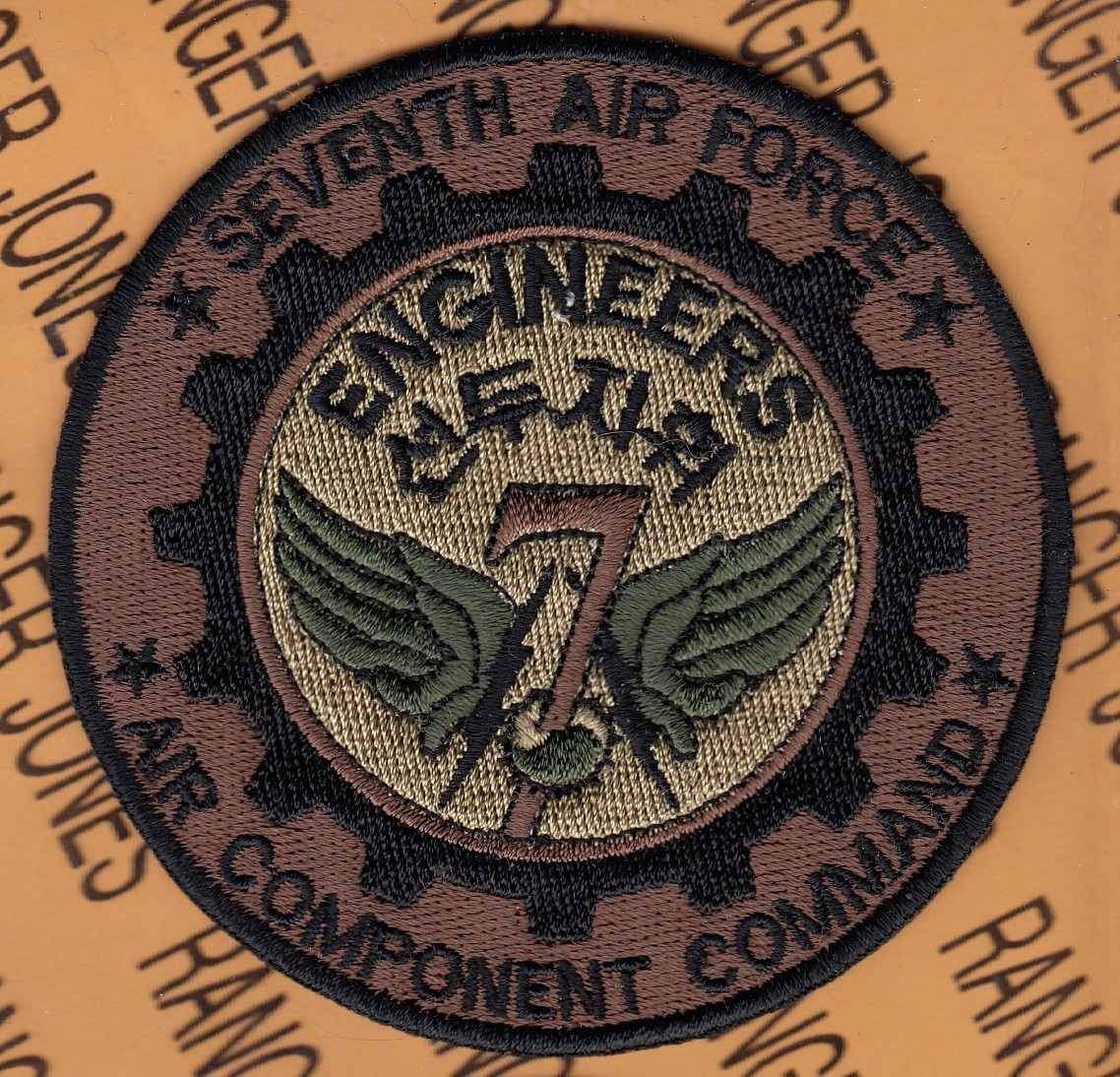 USAF 7th Seventh Air Force Engineers ACC ~3.5" OCP NO HOOK patch c/e