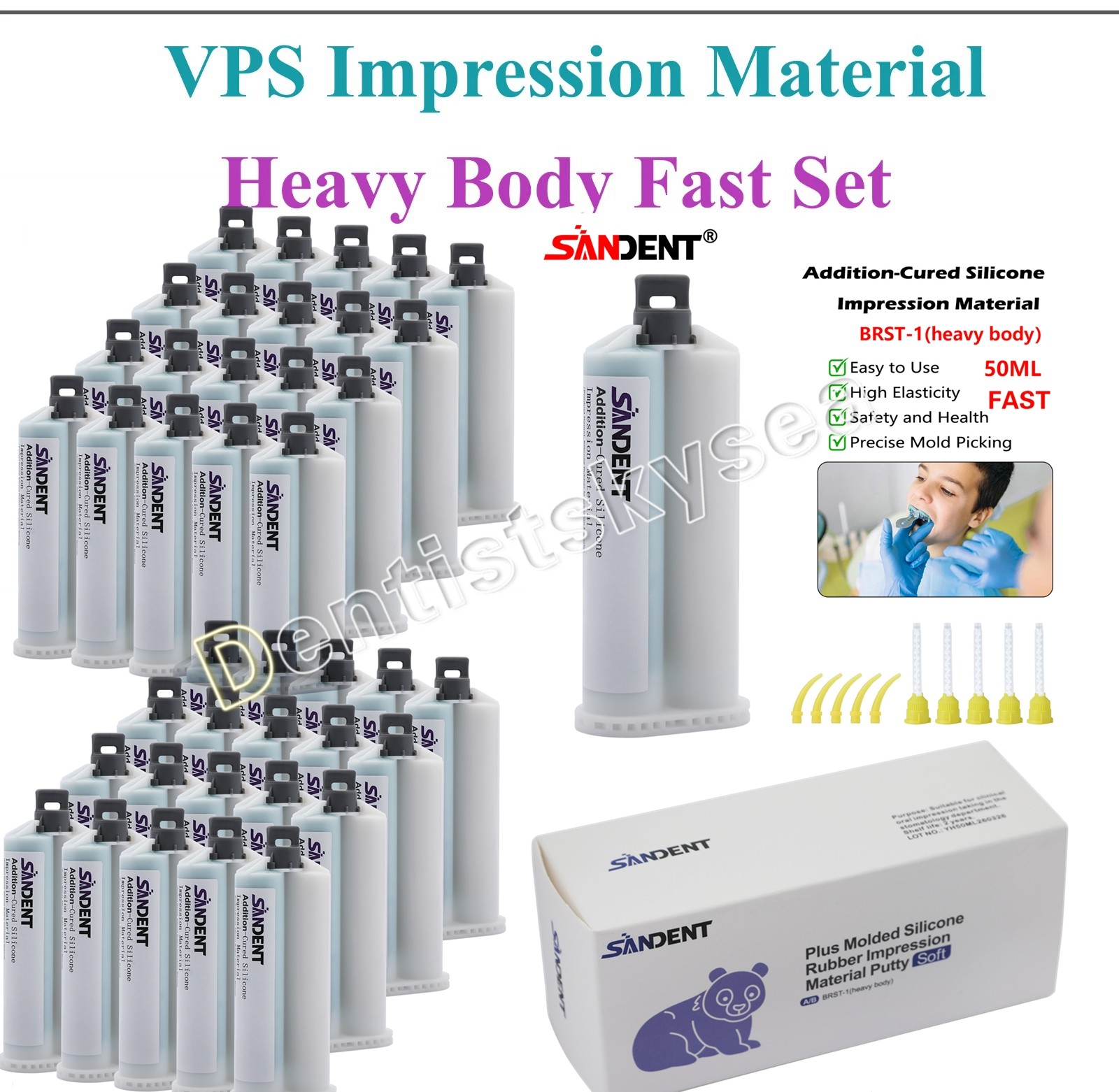 HEAVY Body Material FAST SET Dental VPS Impression 50ml Cartridges