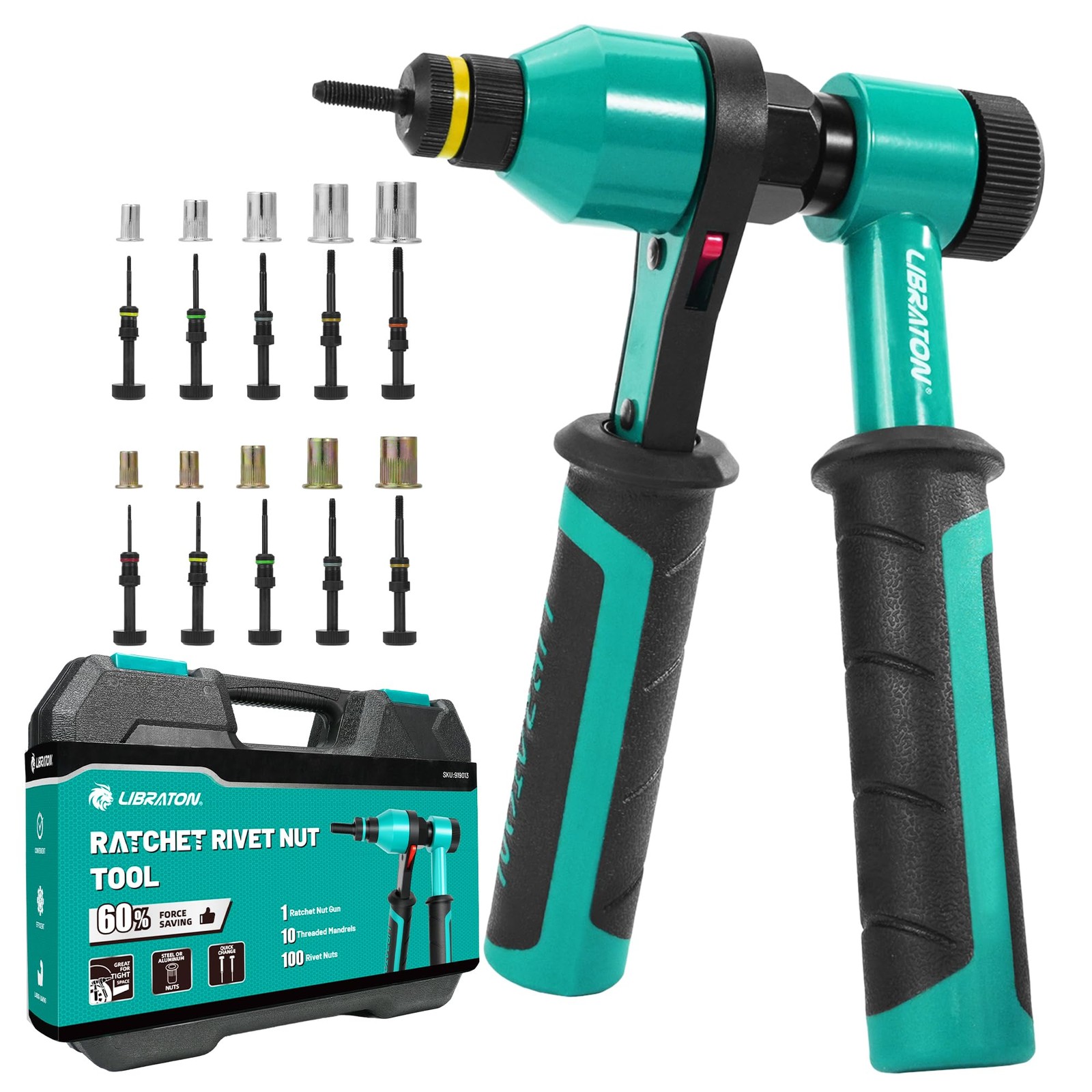 LIBRATON Rivet Nut Tool, Rivnut Tool, Professional Ratchet Nutsert Tool Kit, Nut