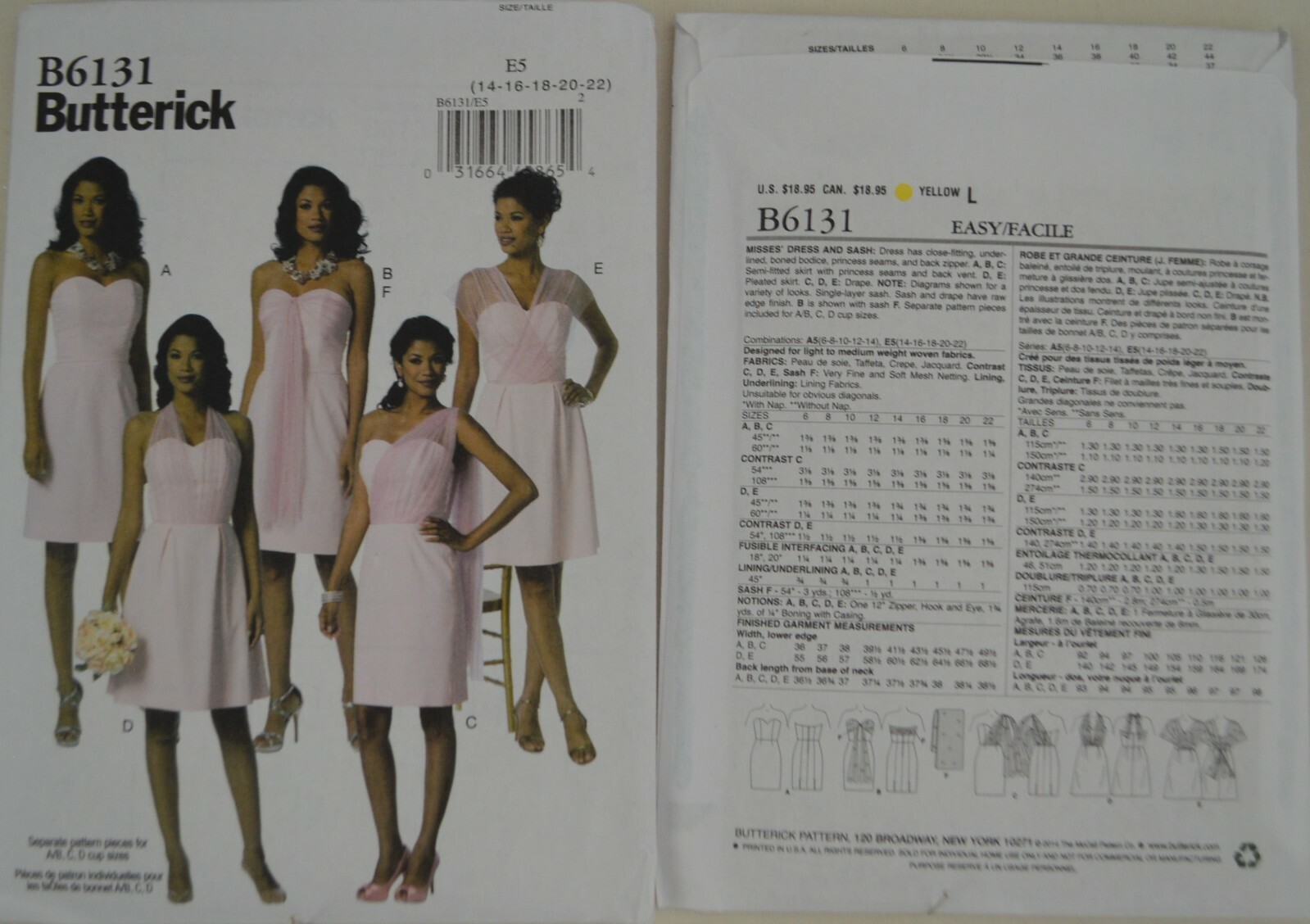 Butterick 6131 - Misses' Dress, Formal Dress, Bridesmaid Dress