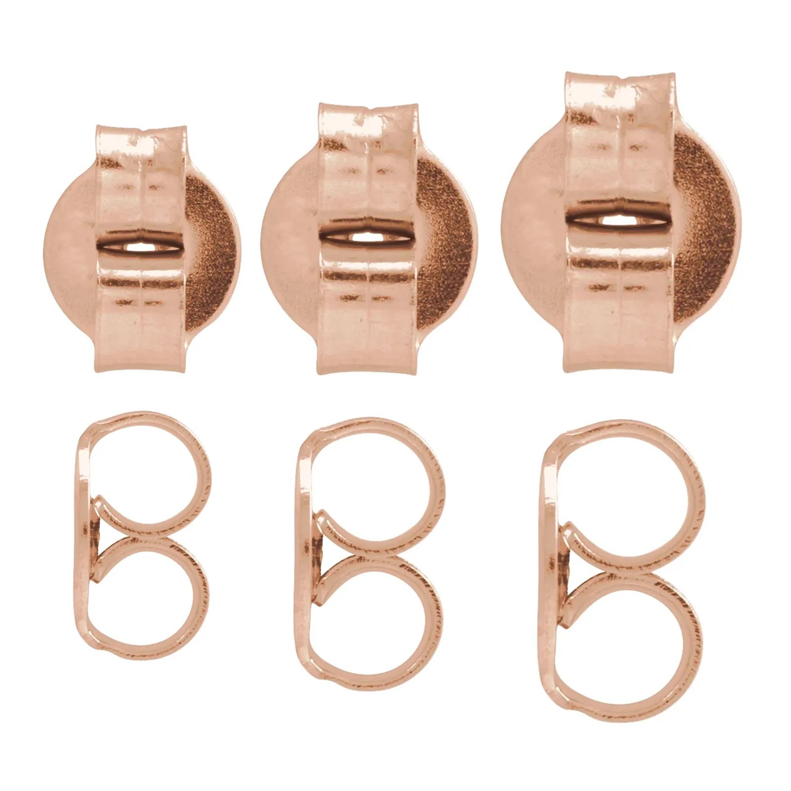 14K Solid Rose Gold Earring Friction Back Medium Weight 4.6-6.8mm