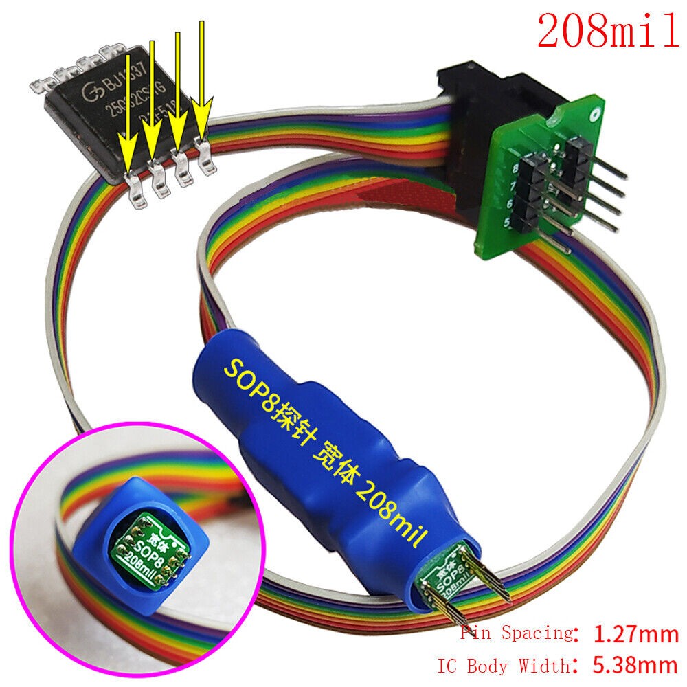 SOIC8 SOP8 Test Clip Probe Line 1.27mm Spacing for EEPROM 93CXX/25CXX/24CXX