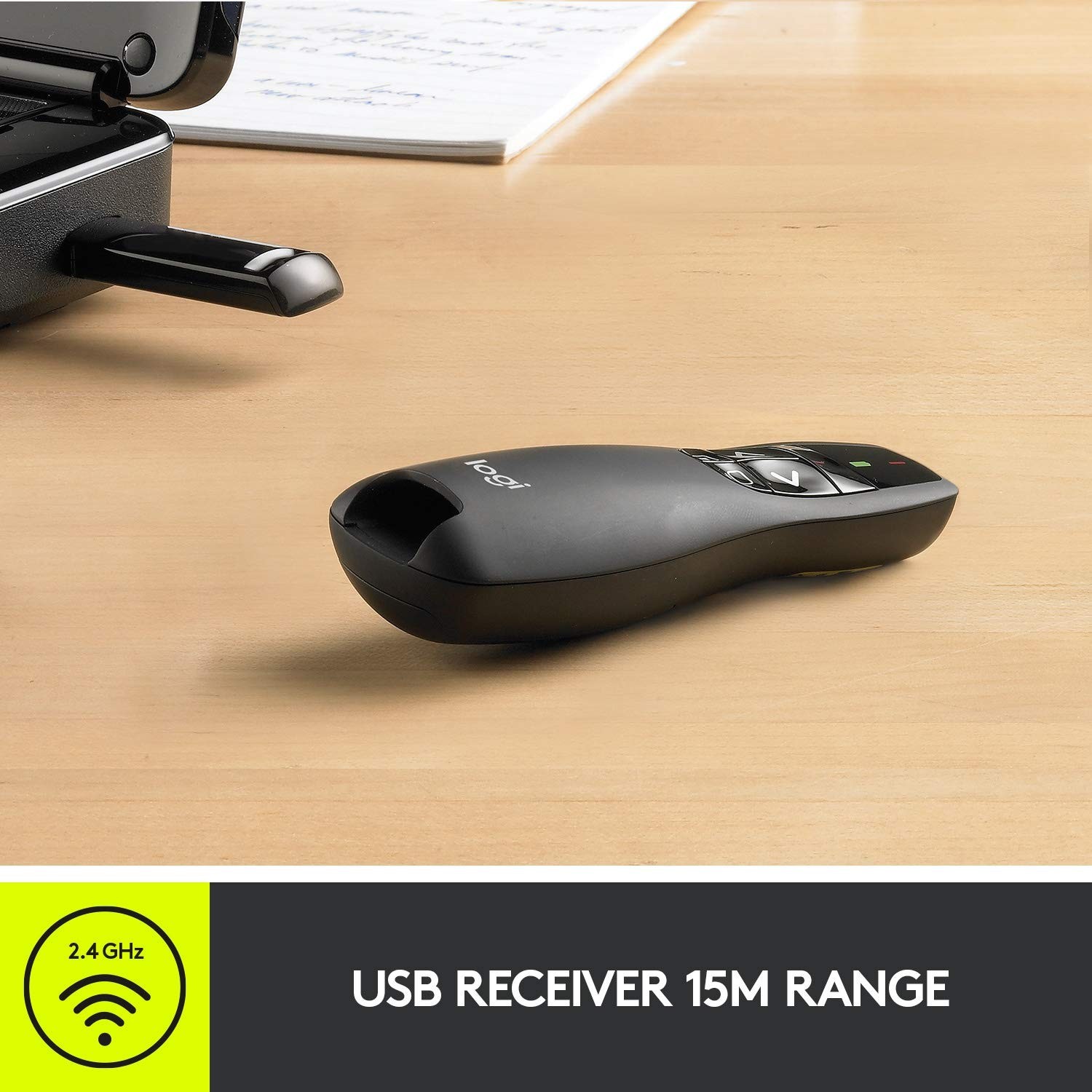 Wireless Presentation Clicker Remote with Laser Pointer - USB-A PowerPoint Prese