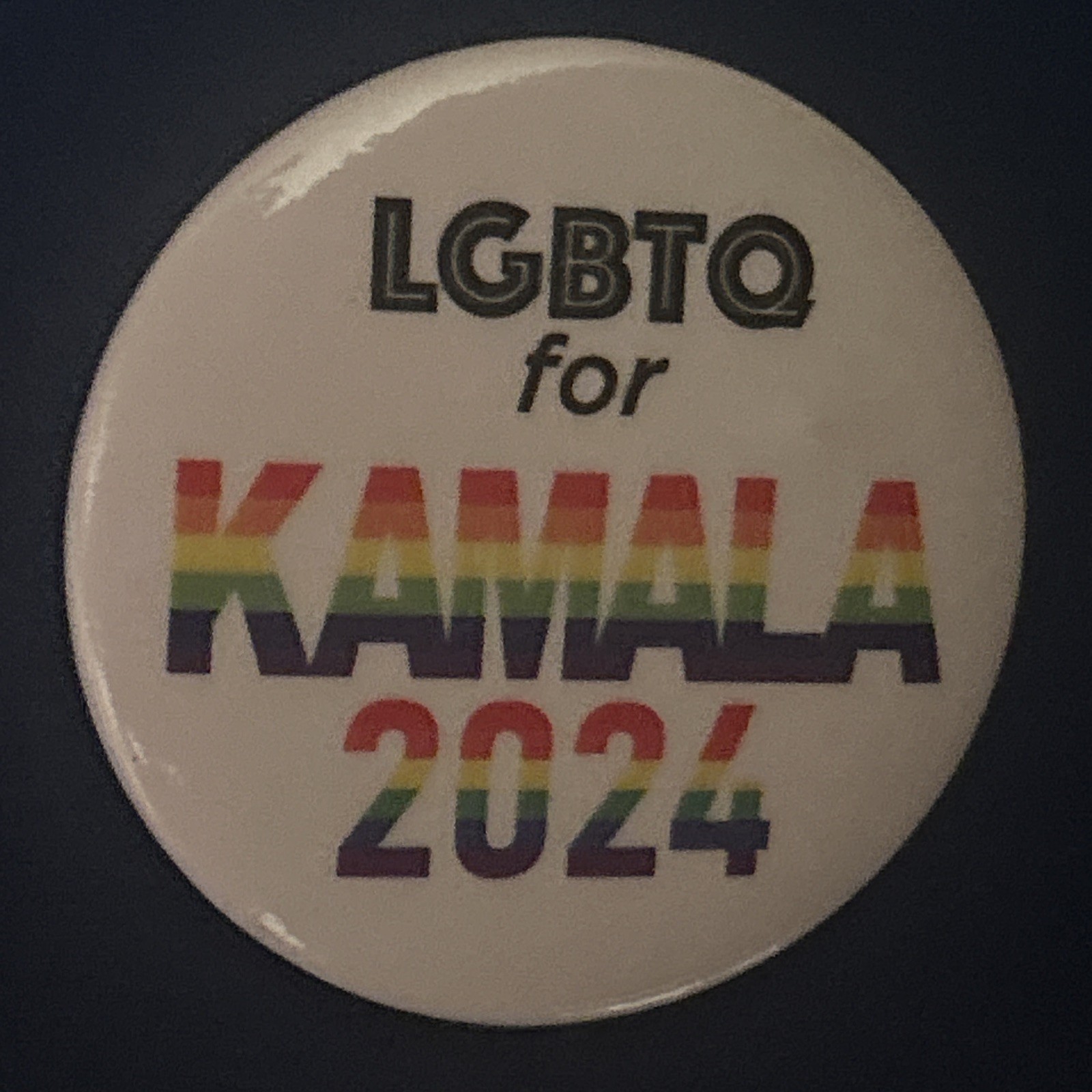 LGBTQ for KAMALA 2024  2 1/4” pinback button pin