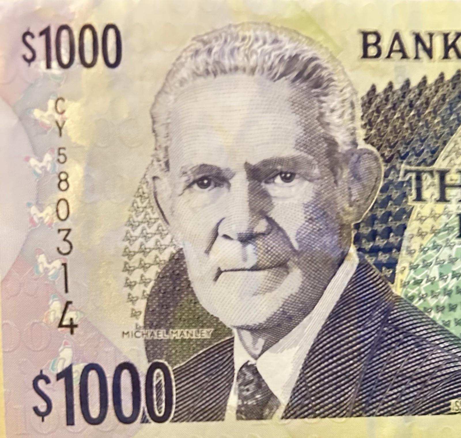 BANK OF JAMAICA ONE THOUSAND DOLLARS K.OF JAMAICA ACT CY580314