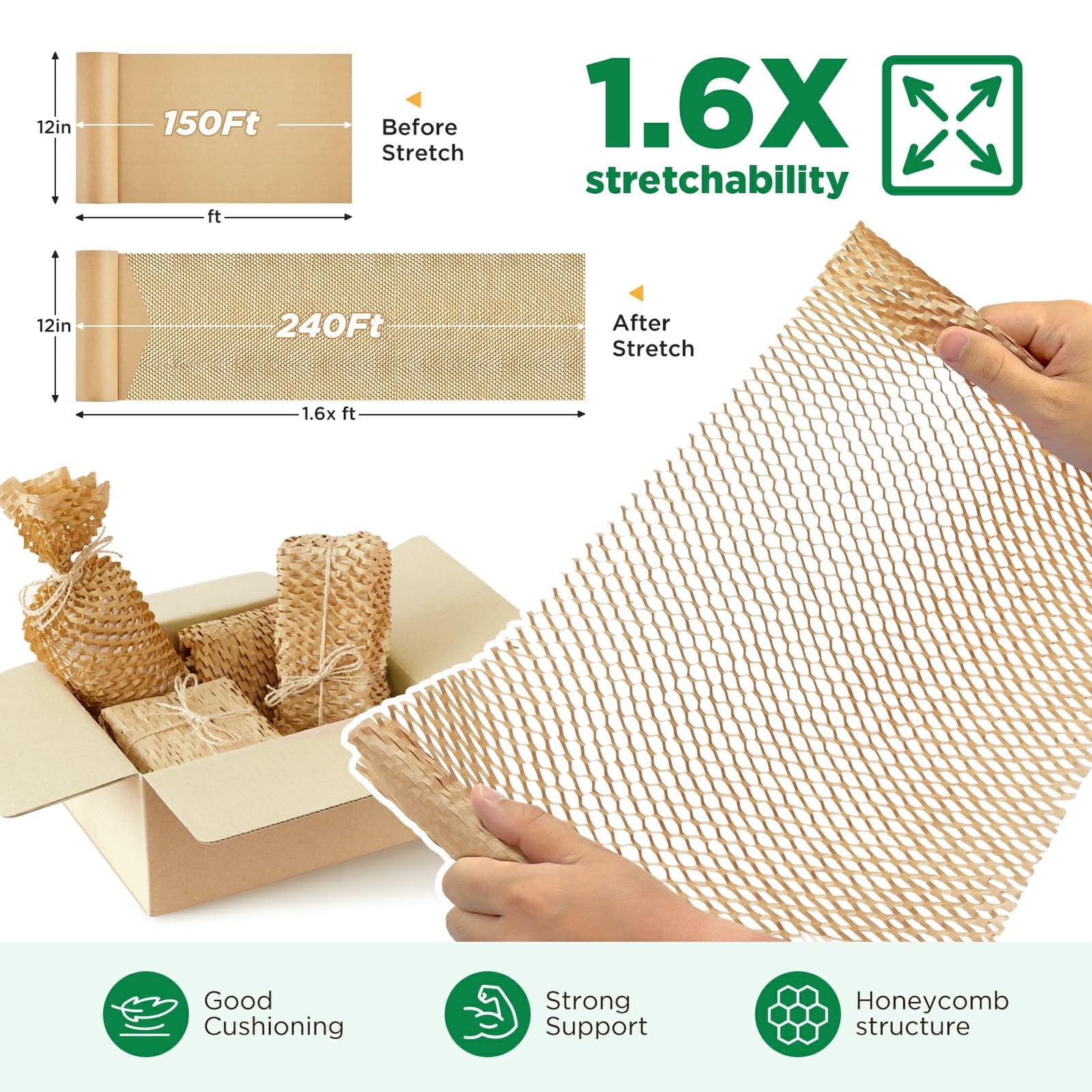 Honeycomb Packing , 12"x150' Brown | Perforated Honeycomb Packing Recyclable ...