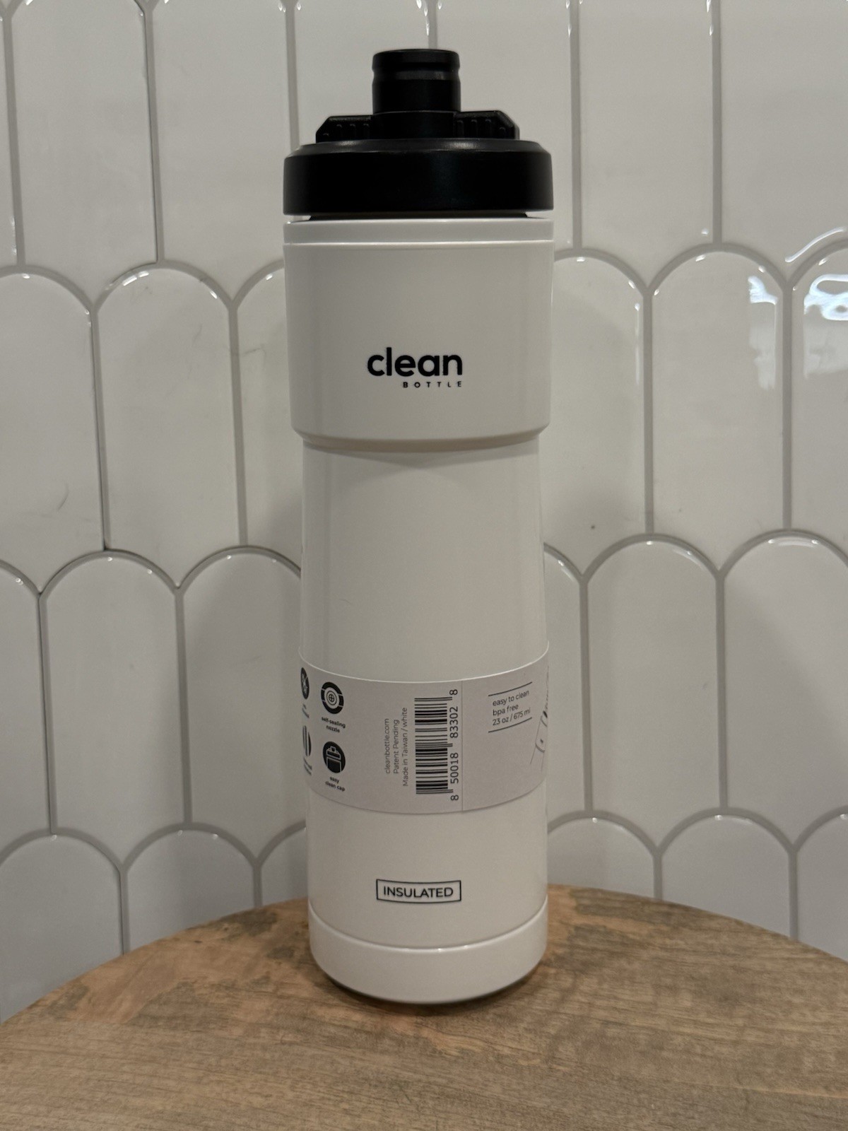 Clean Bottle Sport Insulated Water Bottle 23oz BPA Free,  White