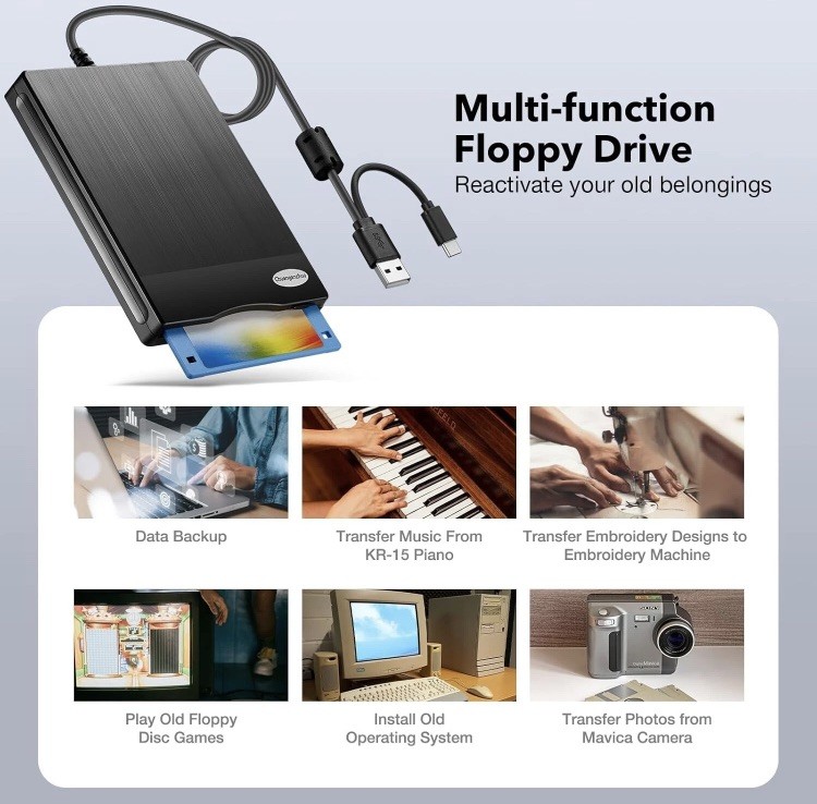 Floppy Disk Reader 3.5 inch USB Floppy Disk Drive External 3 1/2 Floppy disc USB