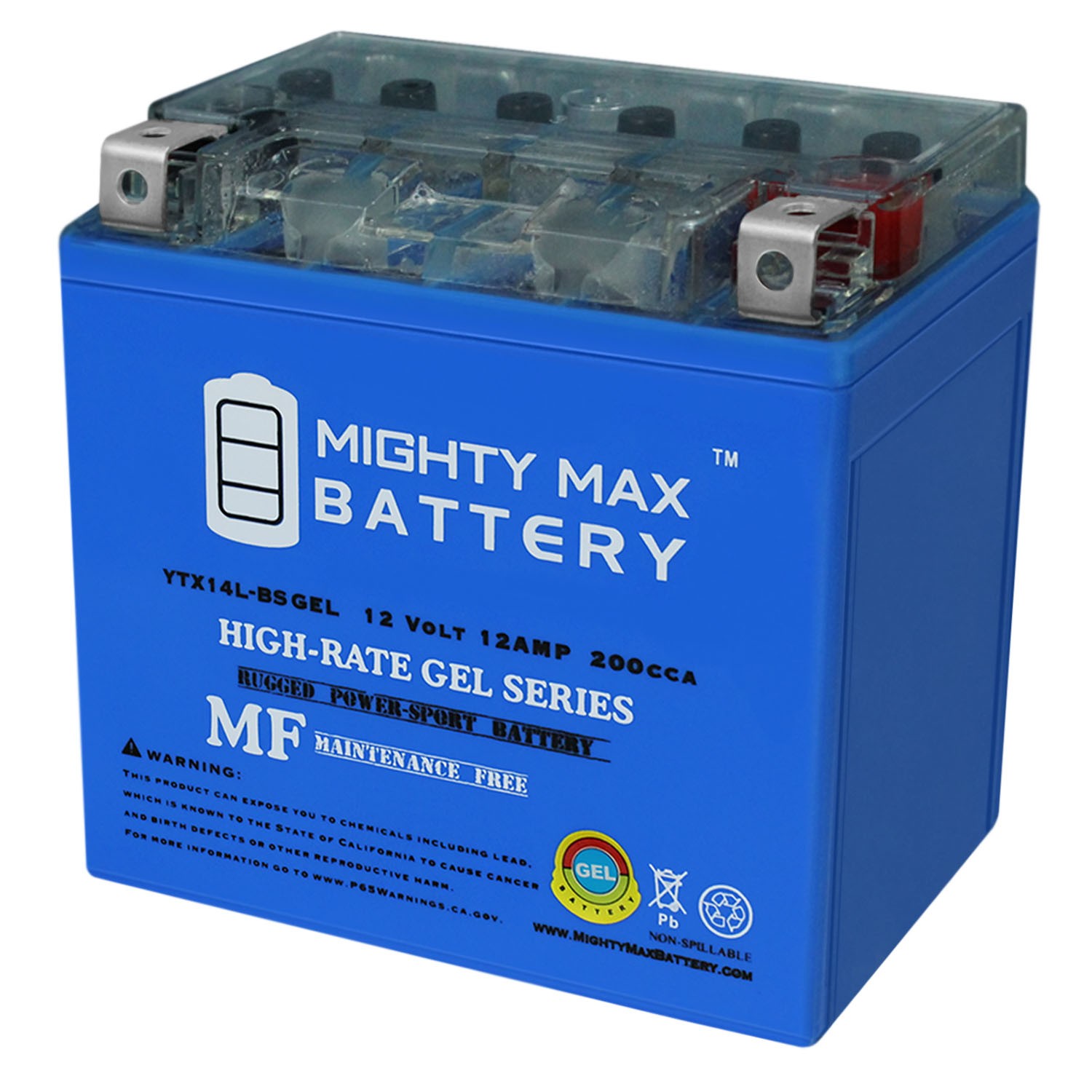 Mighty Max YTX14L-BS GEL Battery for Harley XL883L Sportster 883 Low 2005-2010