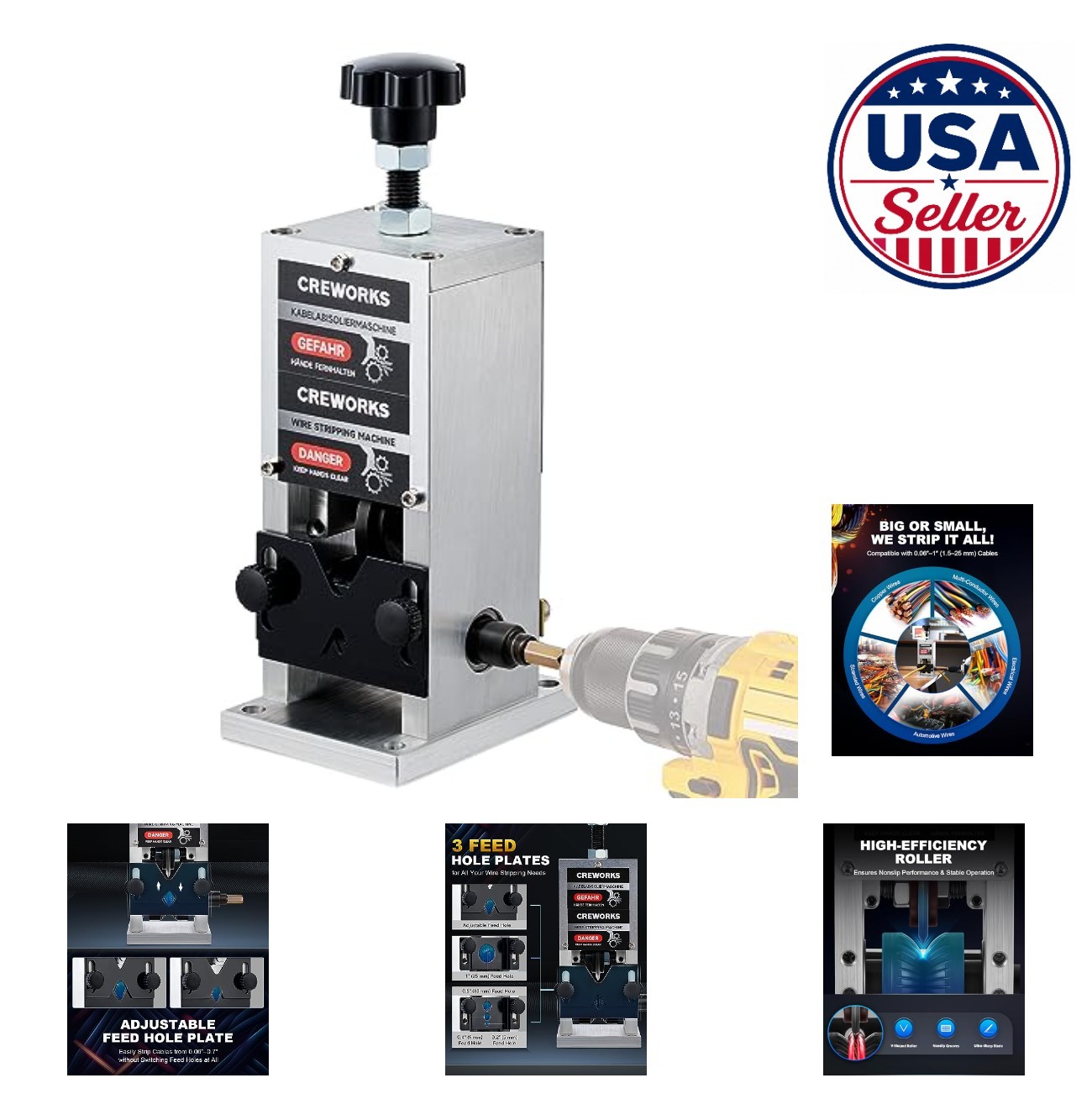 Manual Wire Stripper Machine 0.06-1 Inch Drill Powered Cable Stripper for Scrap
