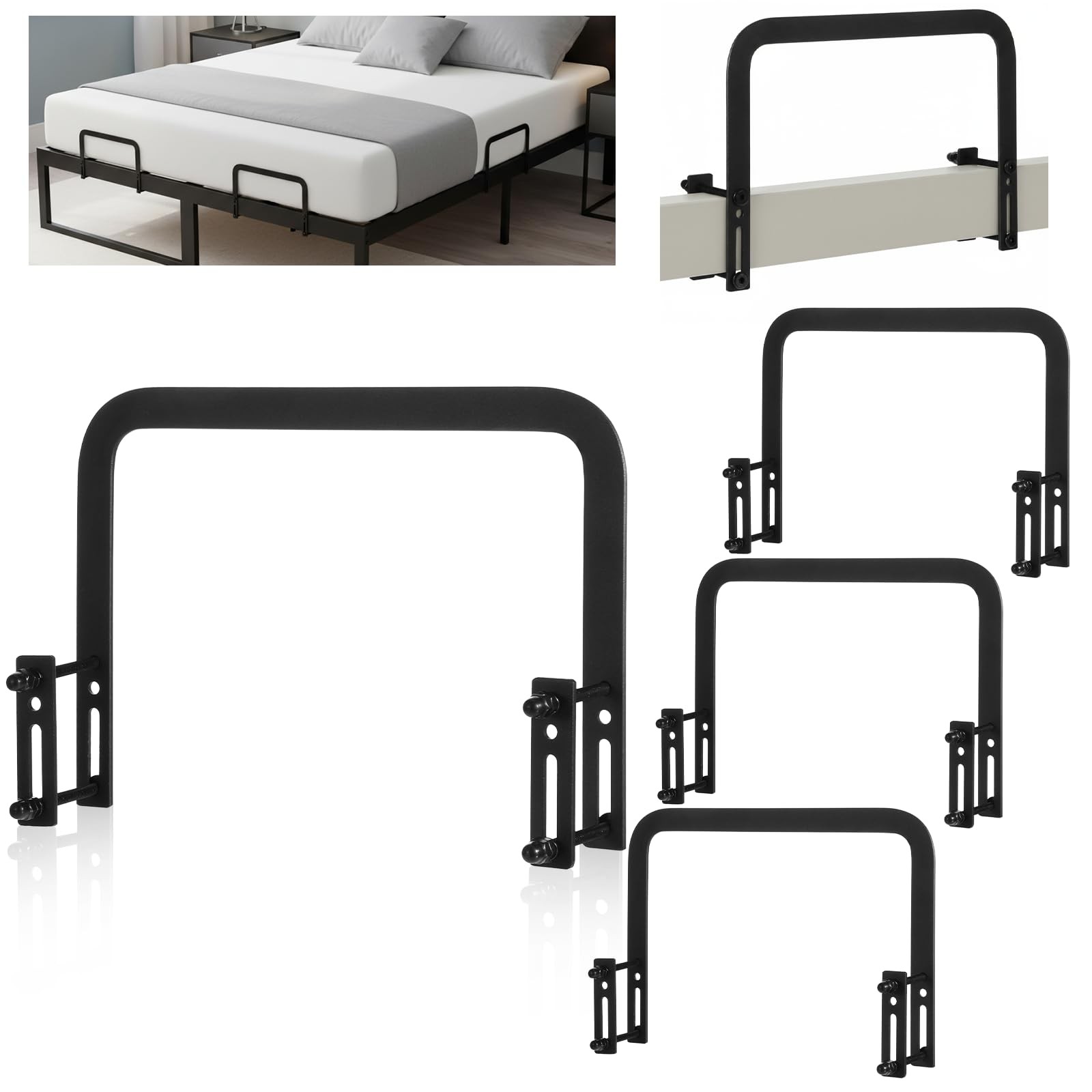 4 PCS Black Mattress Slide Stopper Metal Gripper Retainer Bar Prevent Slip